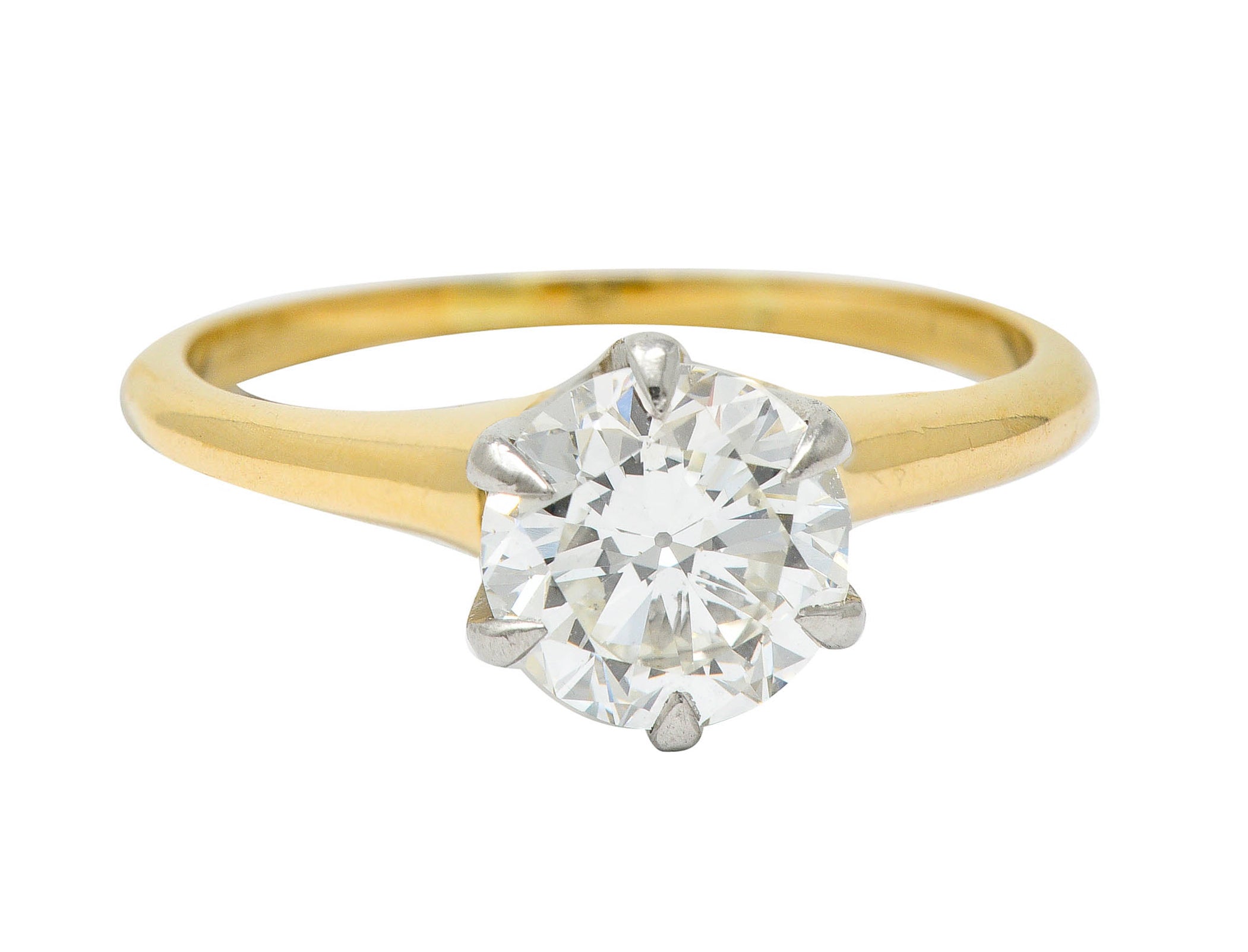 J.E. Caldwell 1.19 CTW Diamond 14 Karat Two-Tone Solitaire Engagement Ring GIARing - Wilson's Estate Jewelry