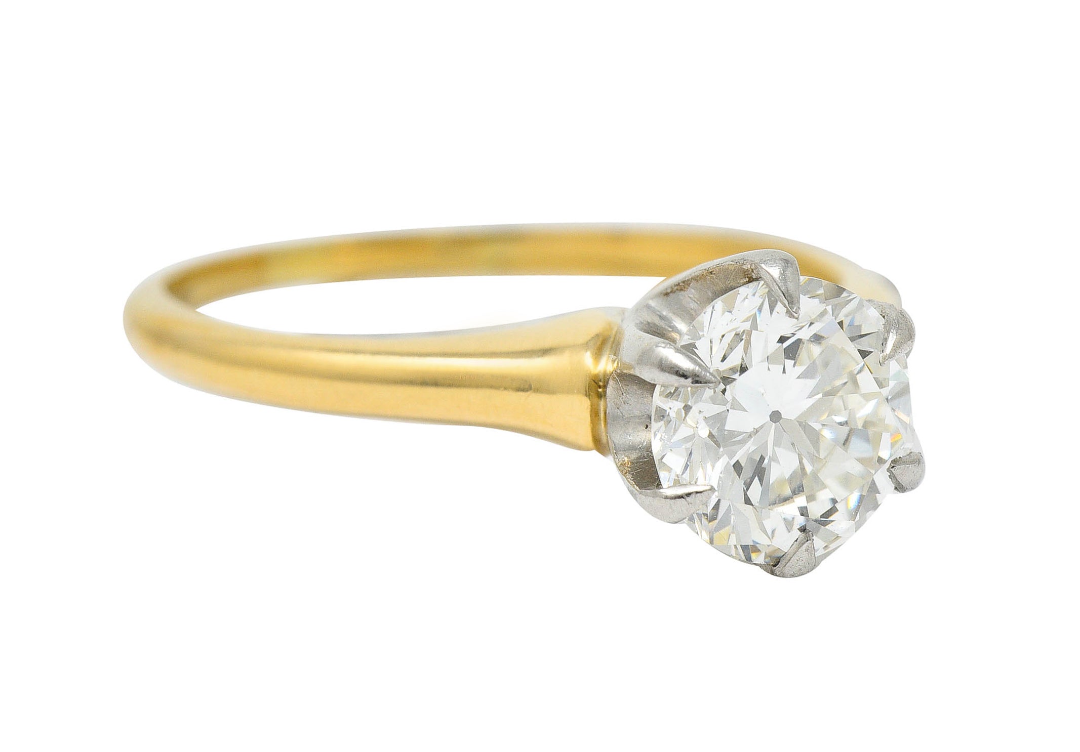 J.E. Caldwell 1.19 CTW Diamond 14 Karat Two-Tone Solitaire Engagement Ring GIARing - Wilson's Estate Jewelry