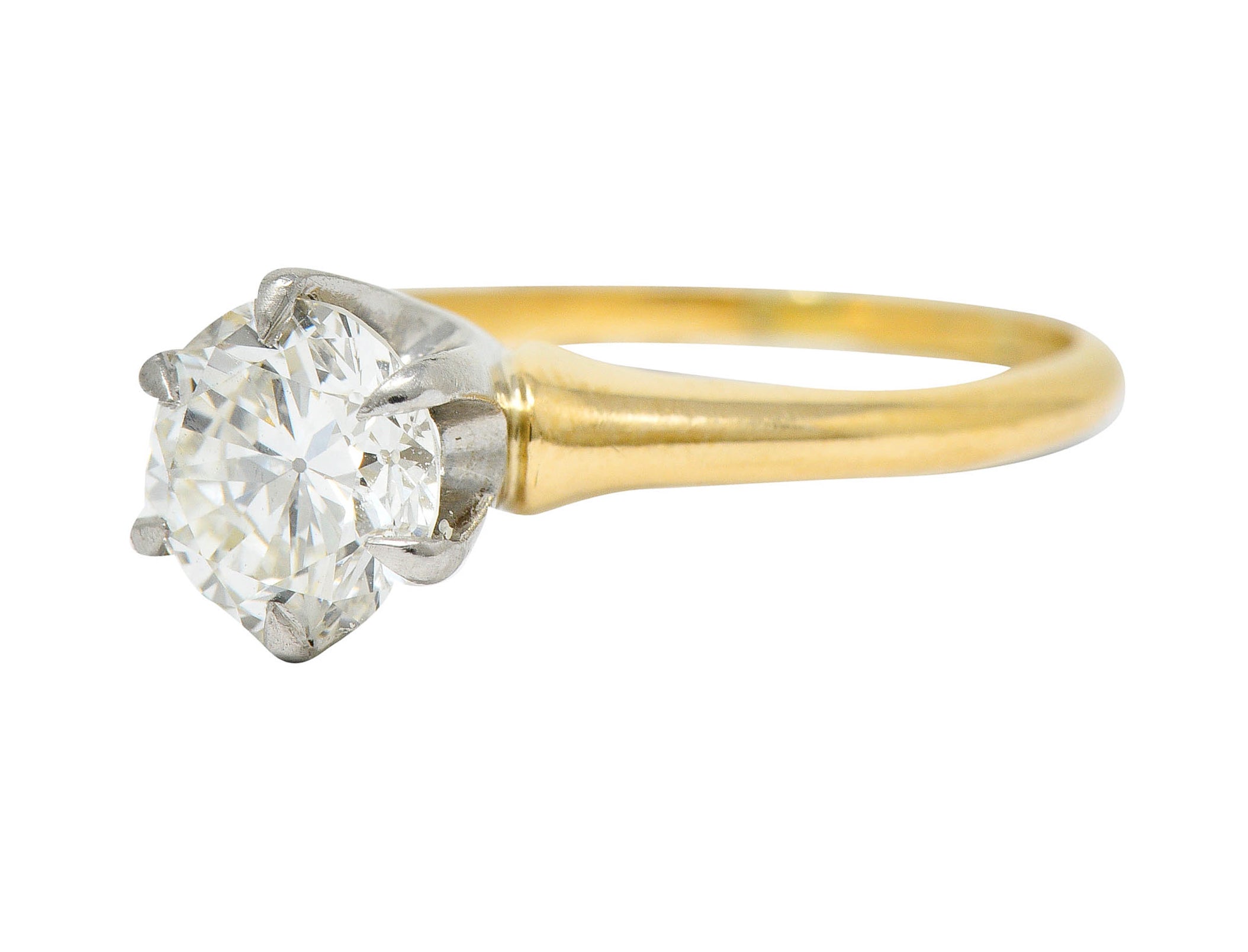 J.E. Caldwell 1.19 CTW Diamond 14 Karat Two-Tone Solitaire Engagement Ring GIARing - Wilson's Estate Jewelry