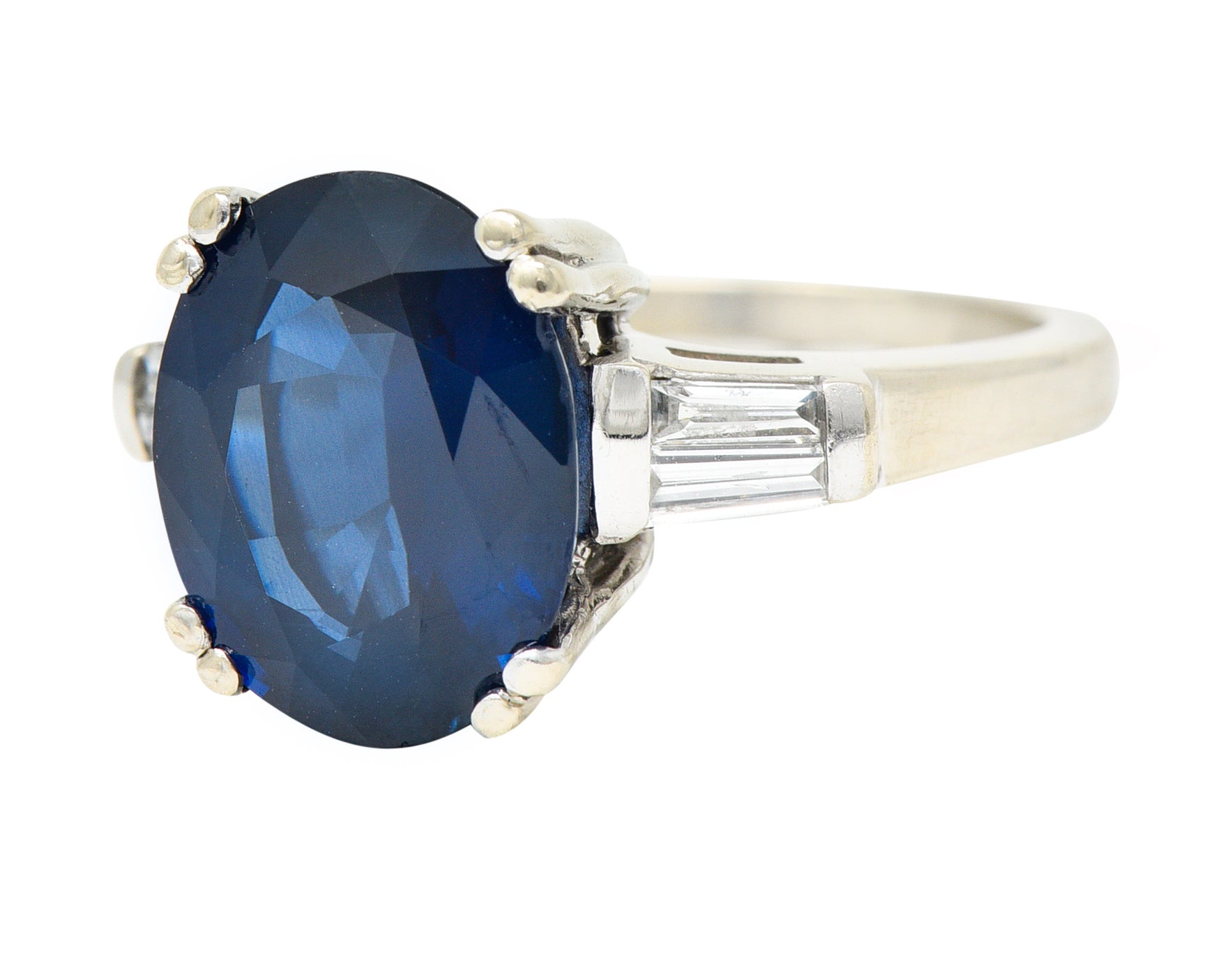 Vintage 6.60 CTW Sapphire Diamond 14 Karat White Gold Gemstone Ring Wilson's Estate Jewelry