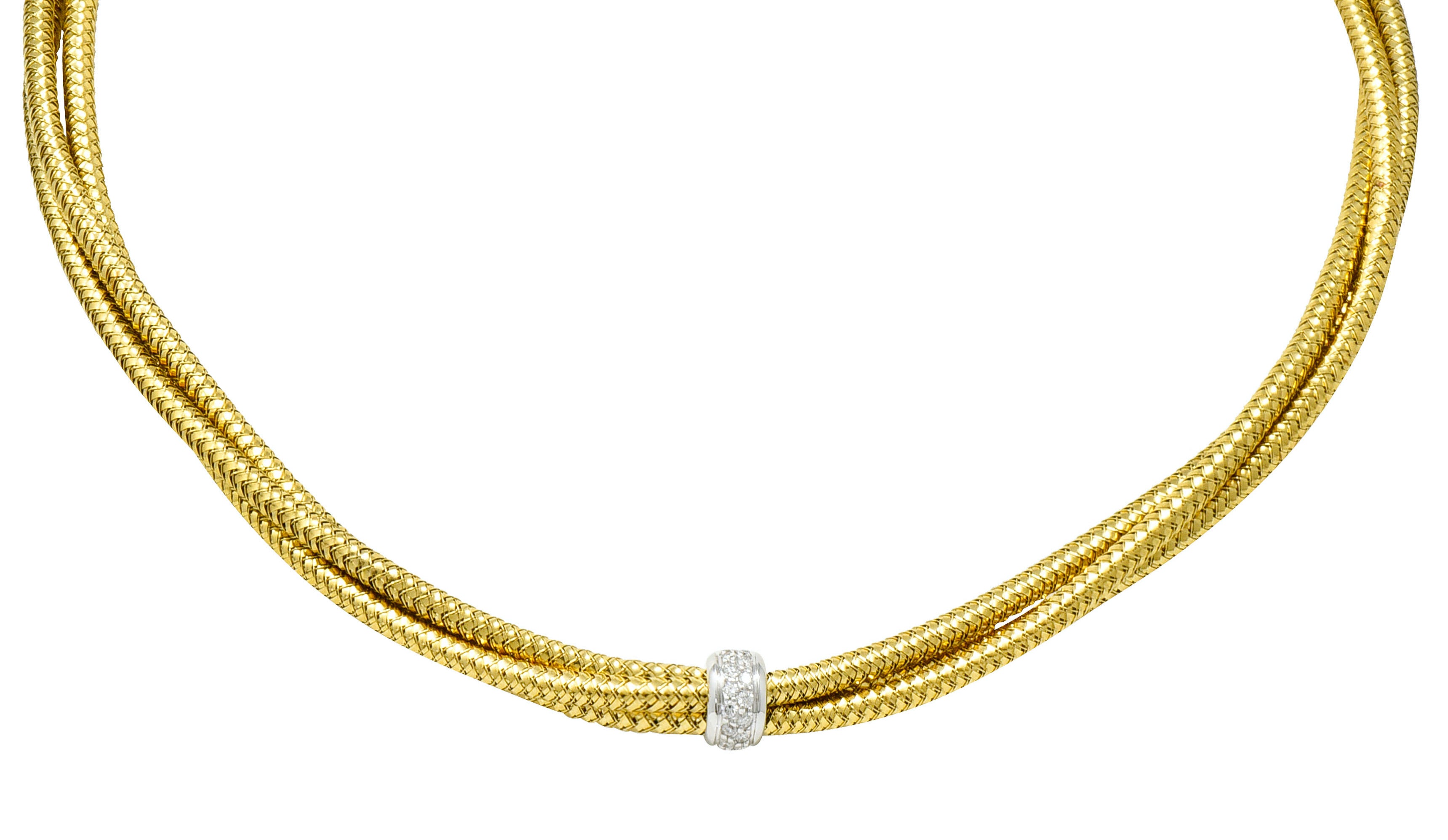 Roberto Coin Diamond 18 Karat Two-Tone Multi-Strand NecklaceNecklace - Wilson's Estate Jewelry