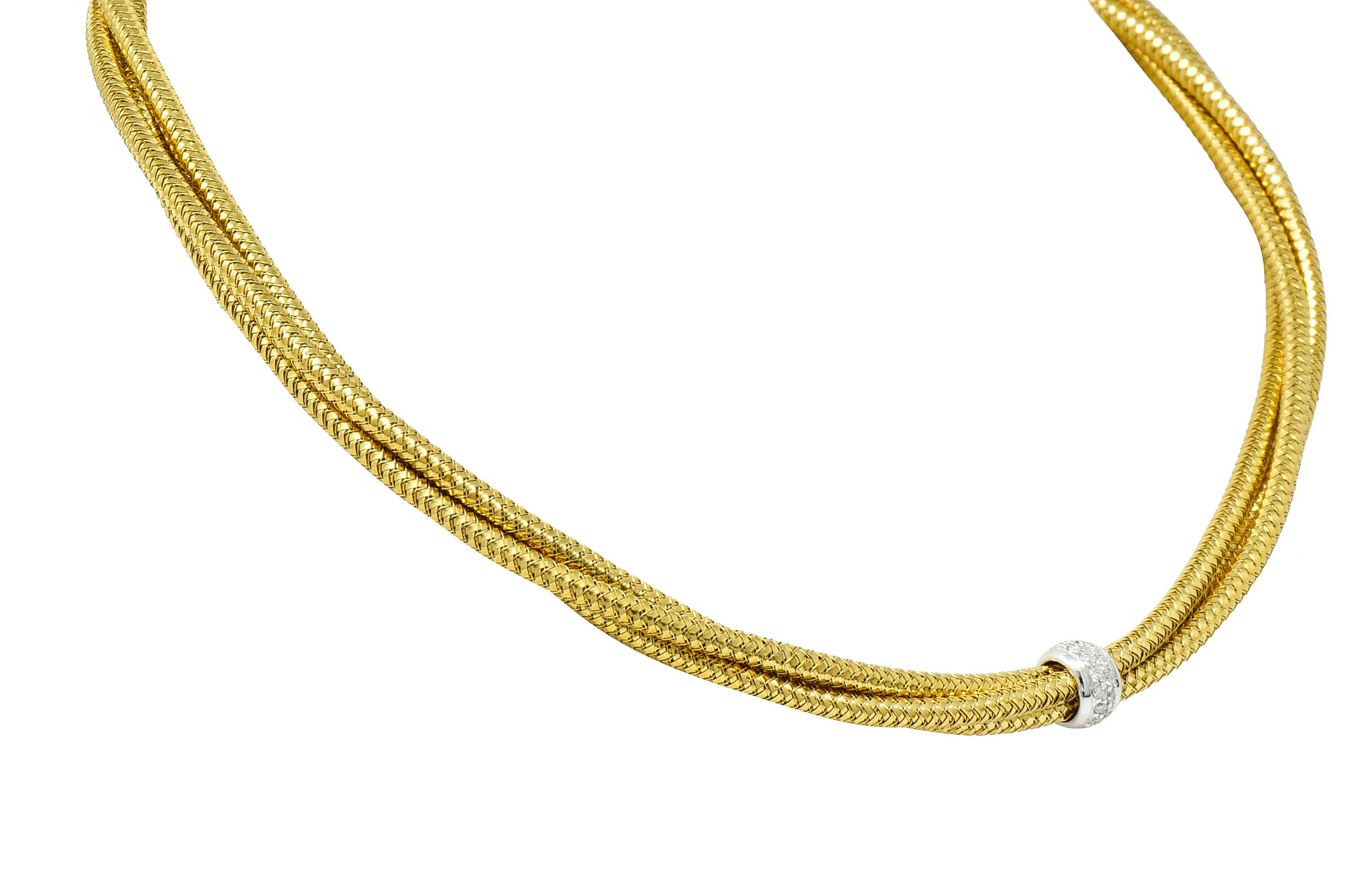 Roberto Coin Diamond 18 Karat Two-Tone Multi-Strand NecklaceNecklace - Wilson's Estate Jewelry