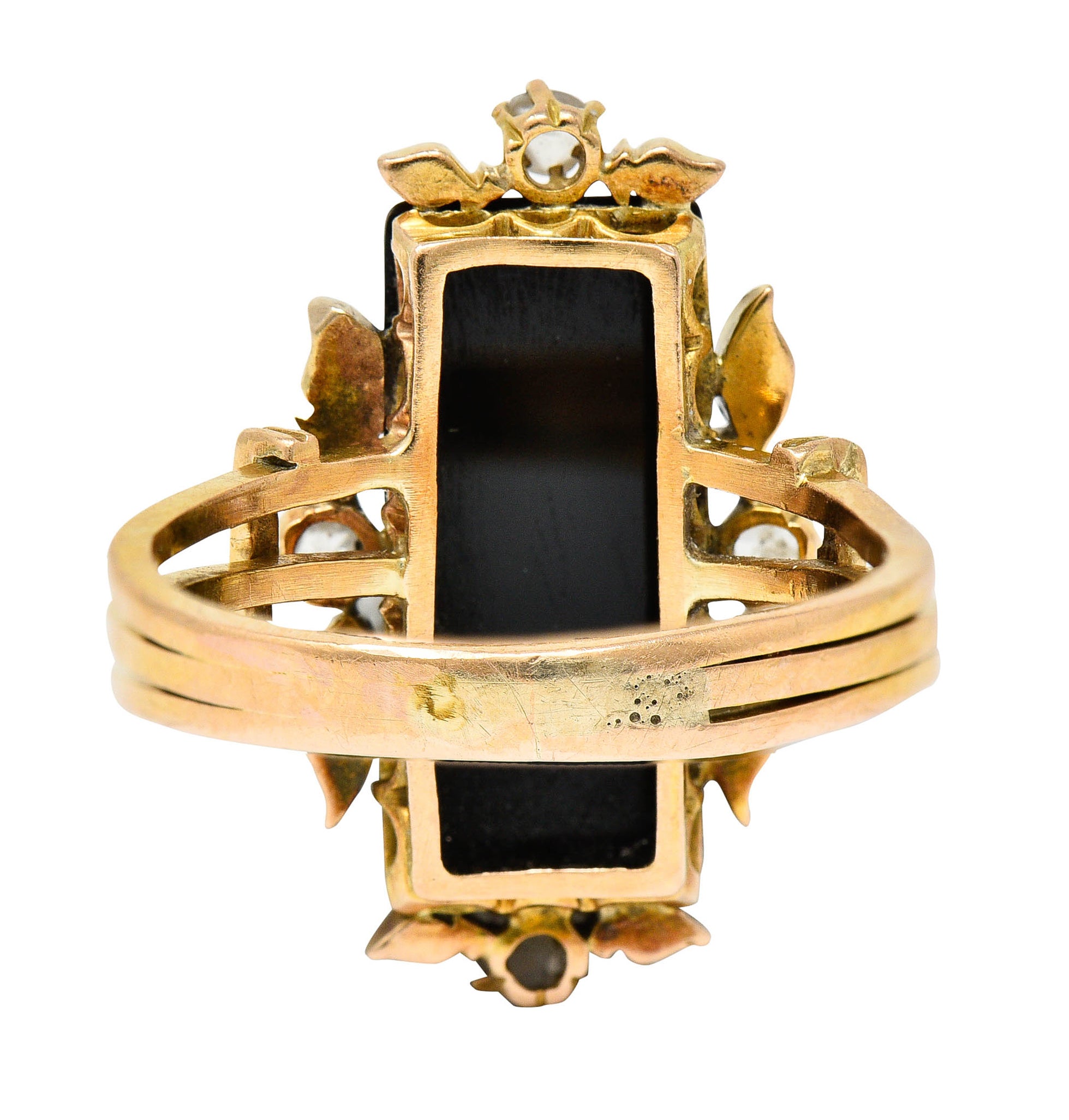 Victorian Diamond Carved Onyx Agate 18 Karat Gold Athena RingRing - Wilson's Estate Jewelry