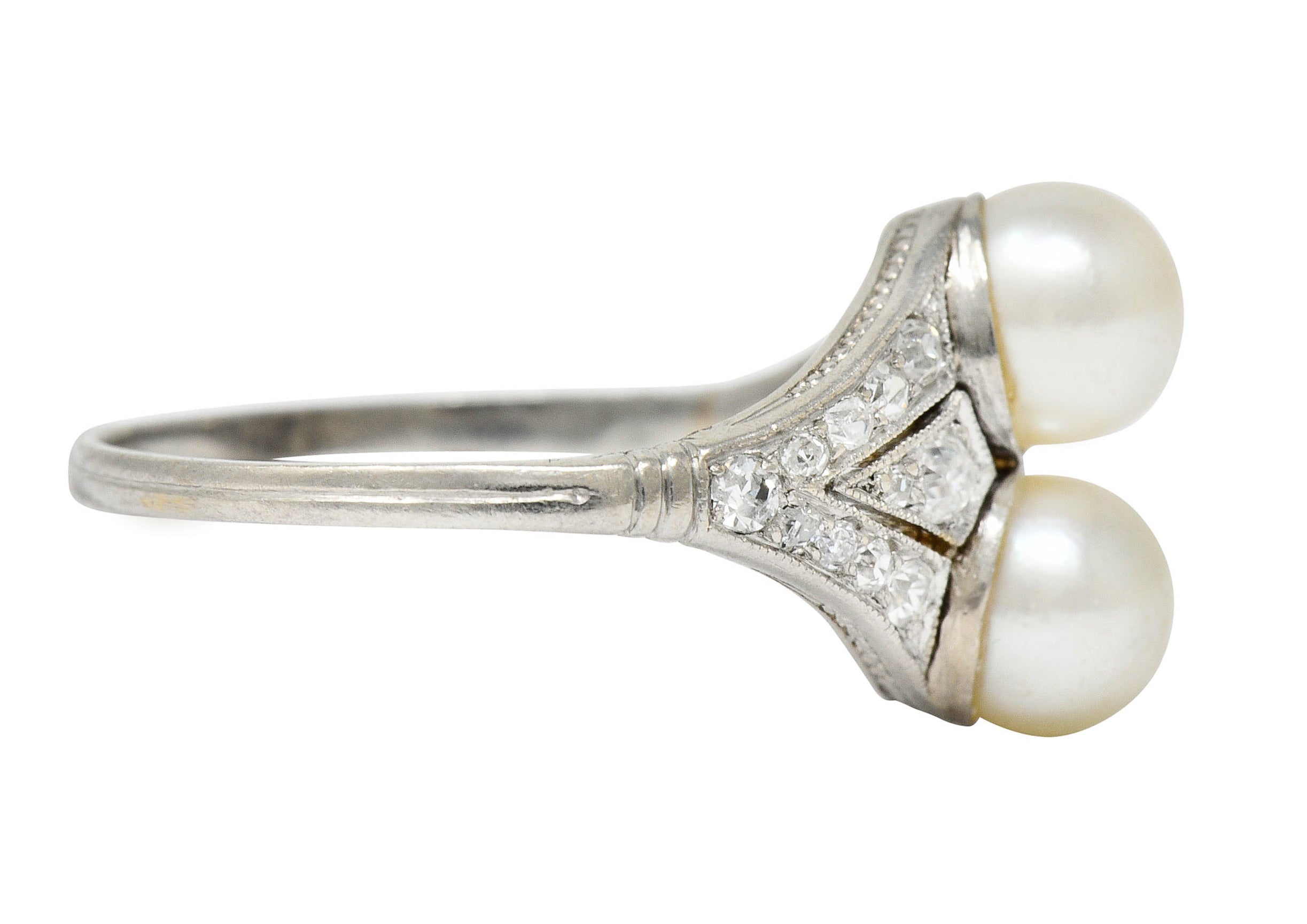 Art Deco Diamond Pearl Platinum Band Ring Circa 1930Ring - Wilson's Estate Jewelry