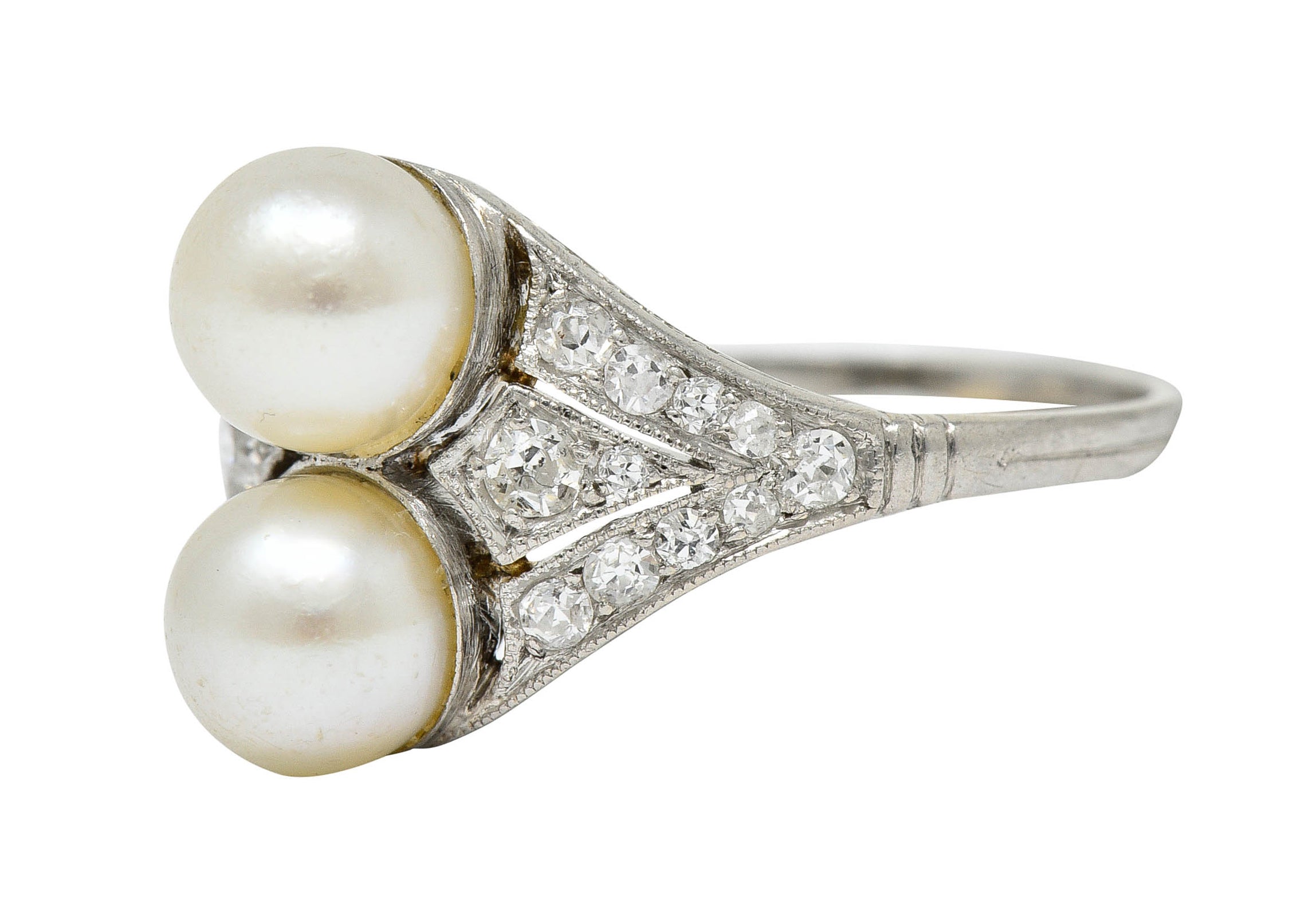 Art Deco Diamond Pearl Platinum Band Ring Circa 1930Ring - Wilson's Estate Jewelry