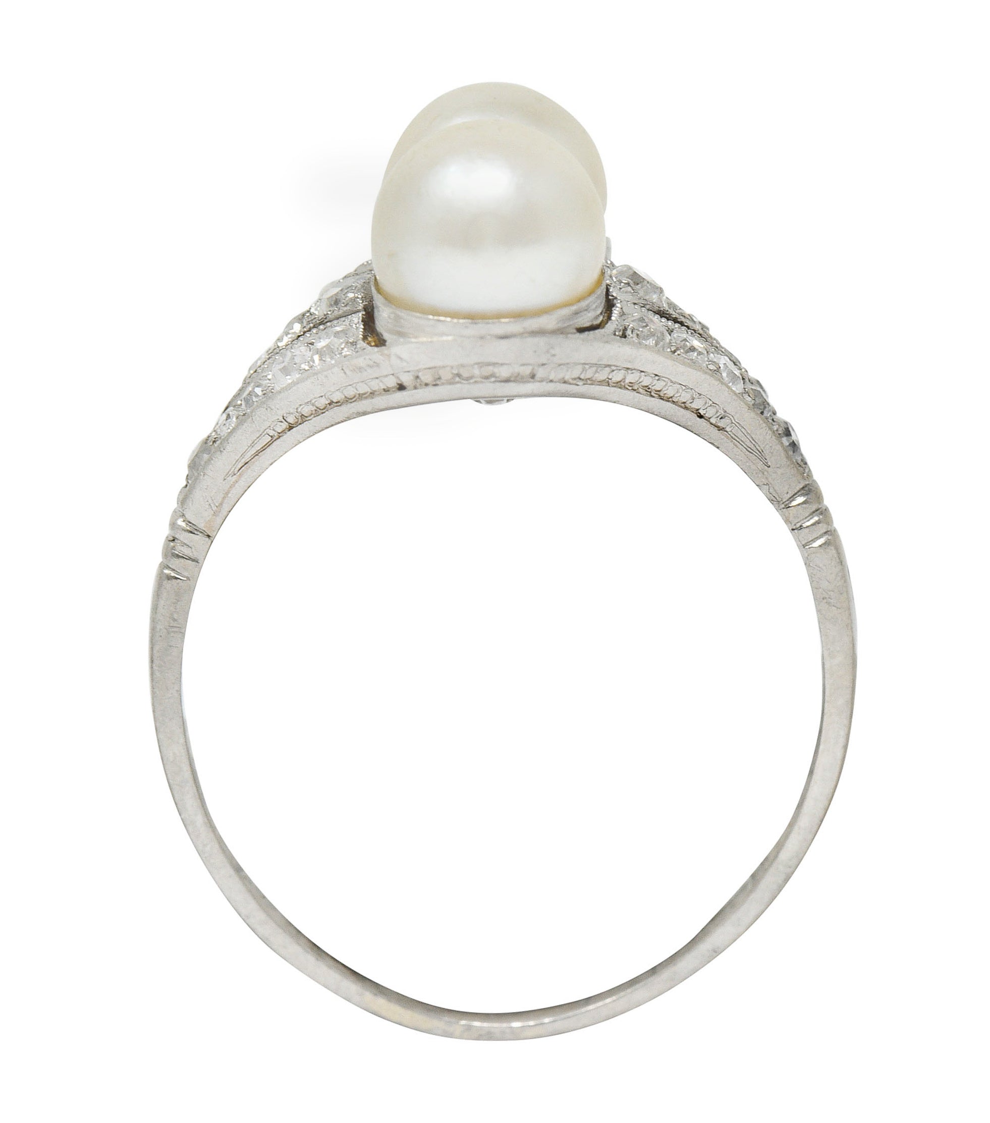 Art Deco Diamond Pearl Platinum Band Ring Circa 1930Ring - Wilson's Estate Jewelry