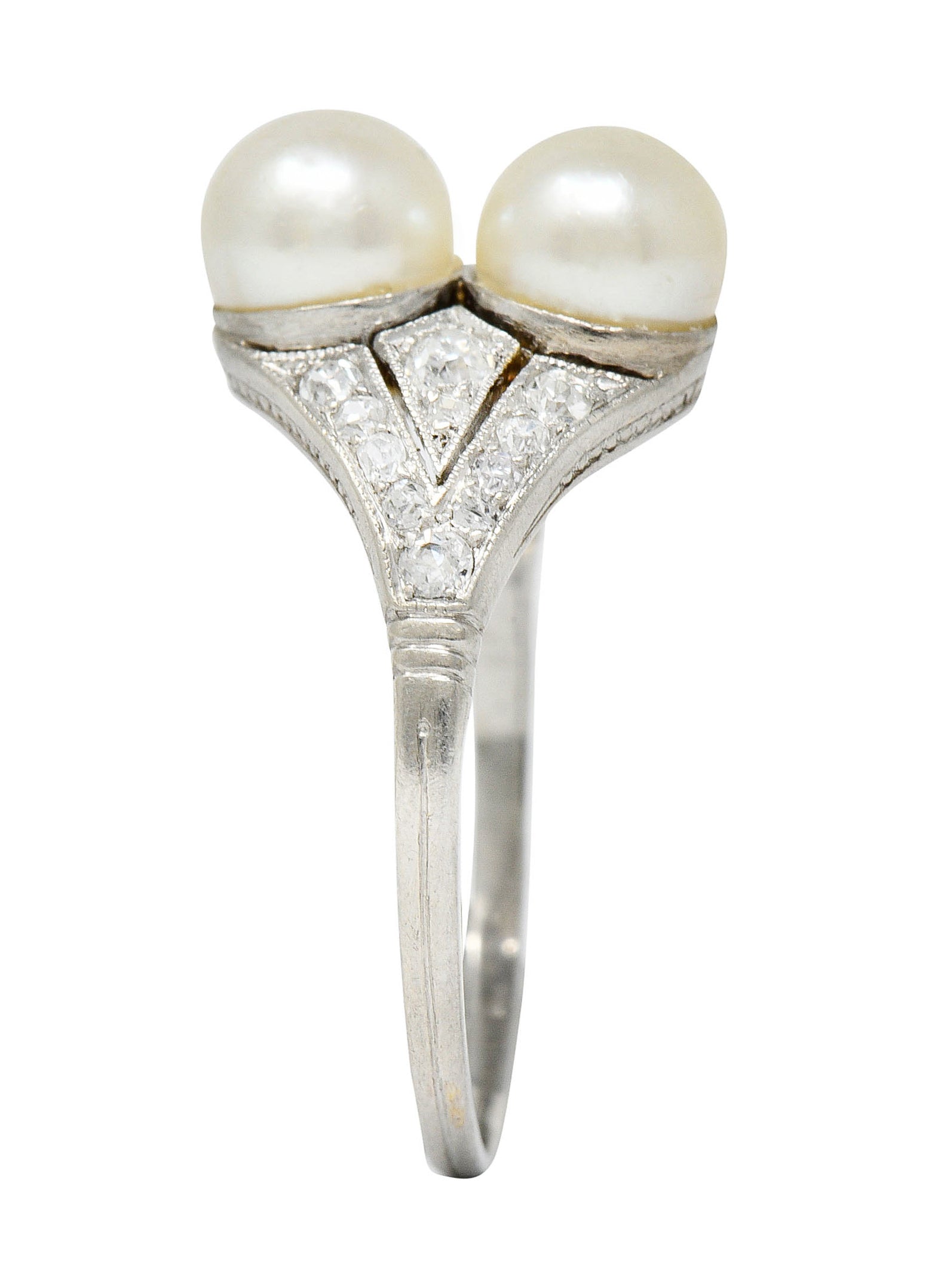 Art Deco Diamond Pearl Platinum Band Ring Circa 1930Ring - Wilson's Estate Jewelry