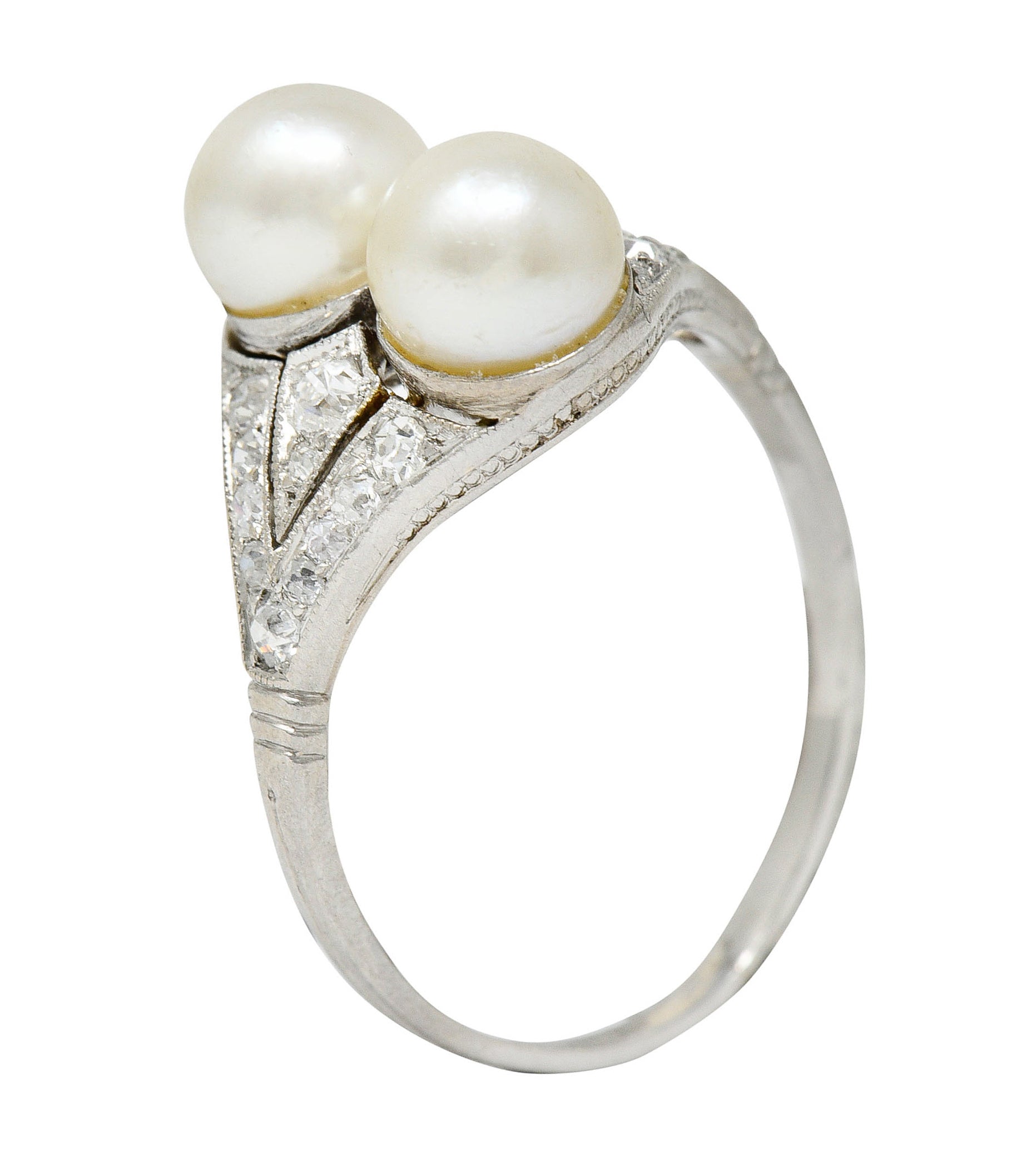 Art Deco Diamond Pearl Platinum Band Ring Circa 1930Ring - Wilson's Estate Jewelry