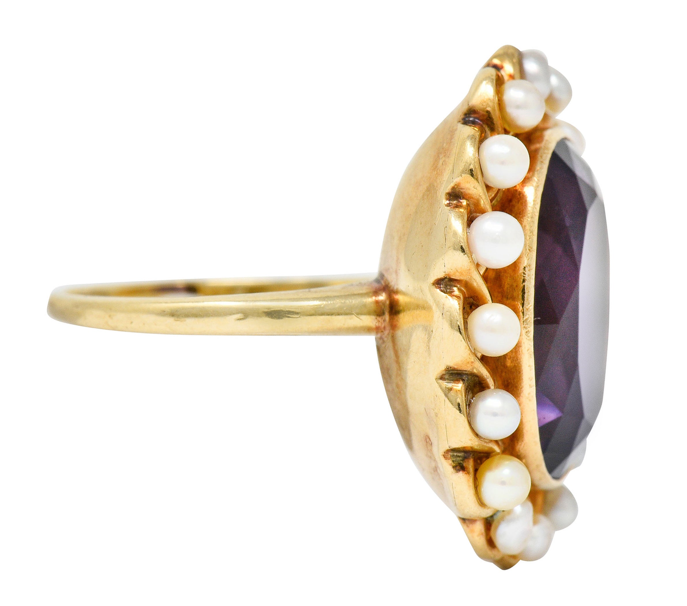 Victorian Amethyst Pearl 14 Karat Gold Cluster Ring Circa 1900Ring - Wilson's Estate Jewelry