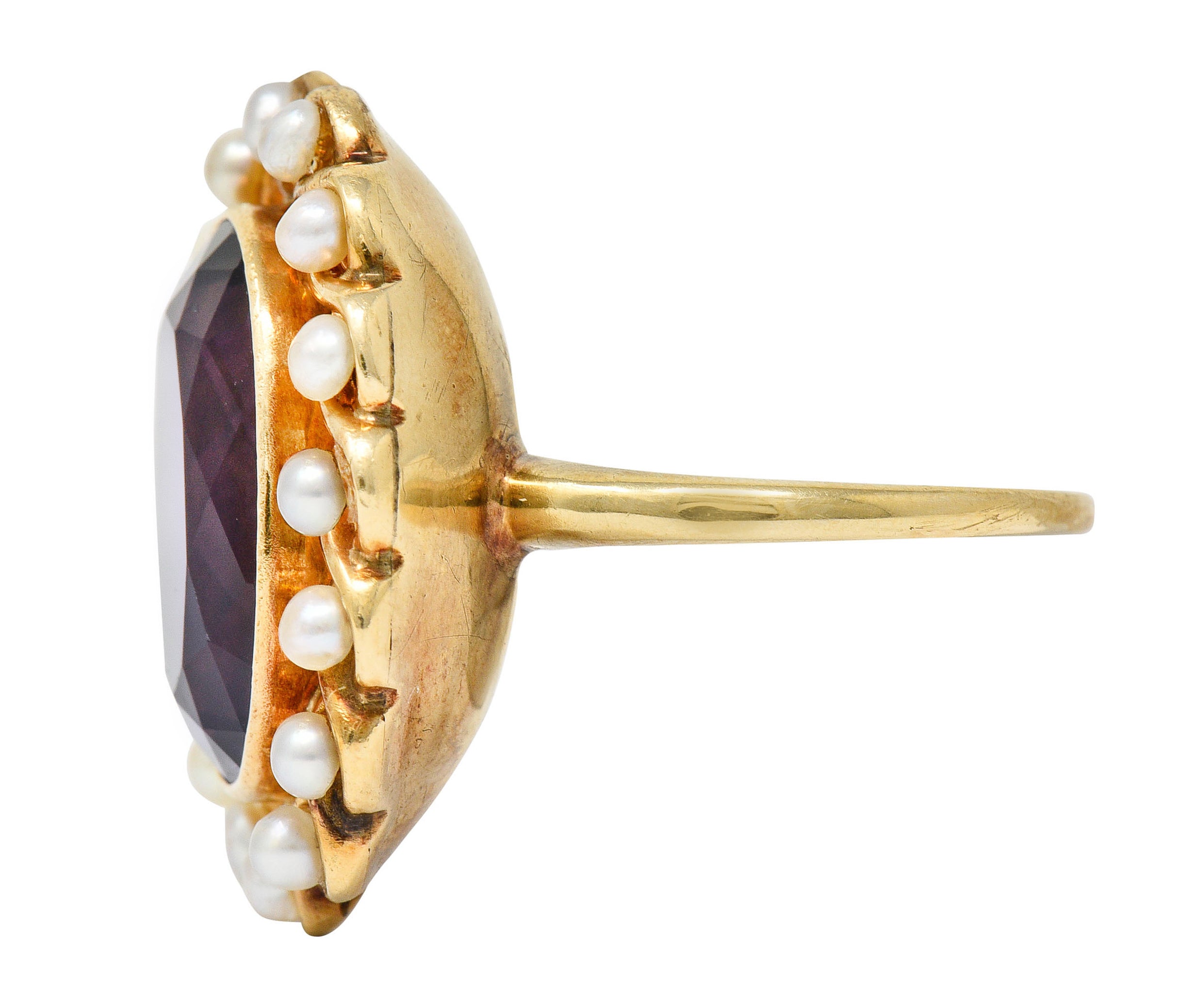 Victorian Amethyst Pearl 14 Karat Gold Cluster Ring Circa 1900Ring - Wilson's Estate Jewelry