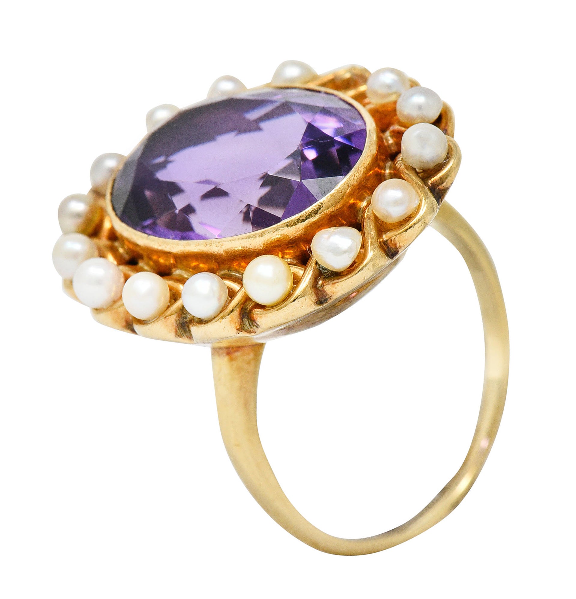 Victorian Amethyst Pearl 14 Karat Gold Cluster Ring Circa 1900Ring - Wilson's Estate Jewelry