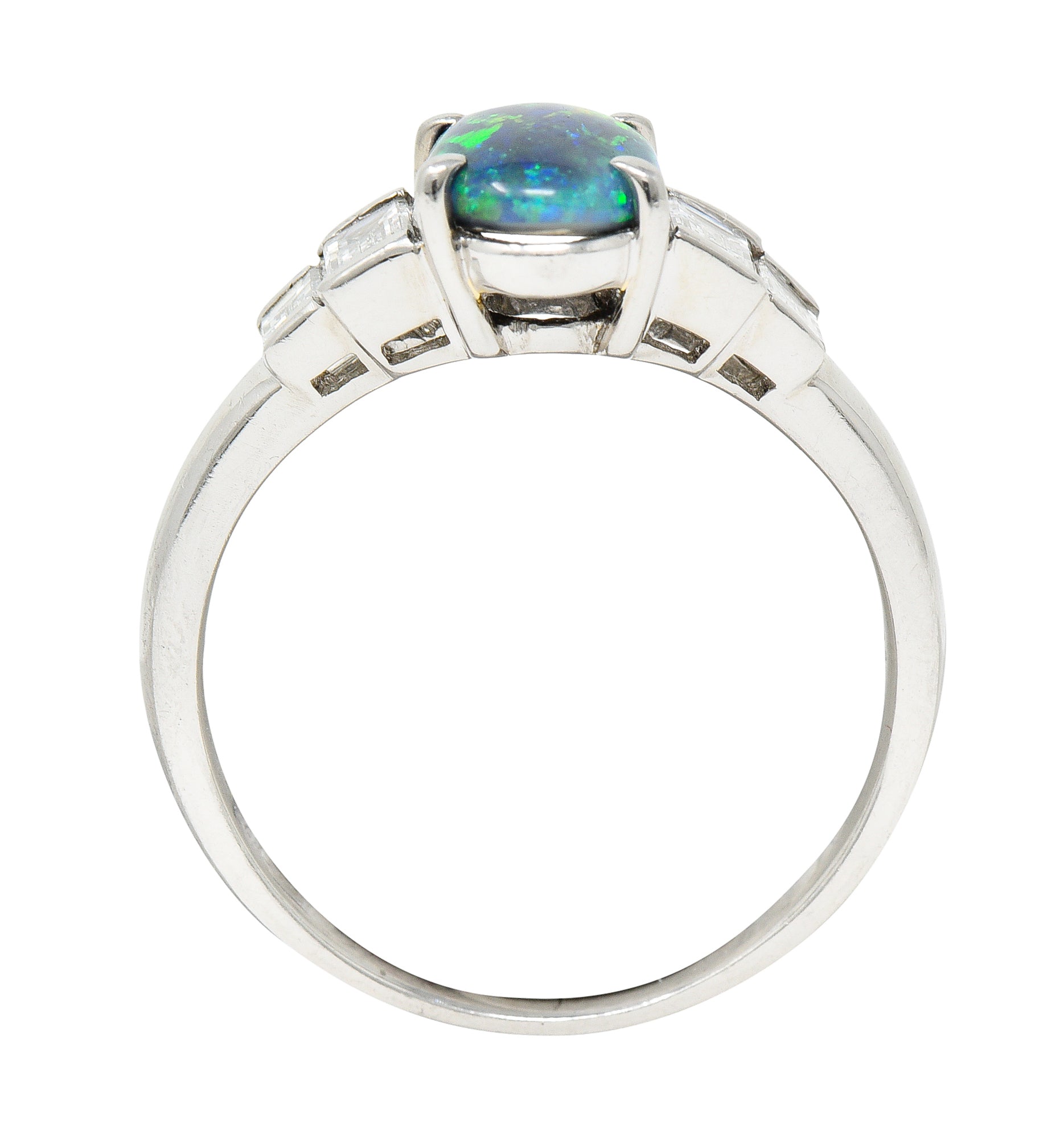 Black Opal Cabochon 0.47 CTW Diamond Platinum Gemstone RingRings - Wilson's Estate Jewelry