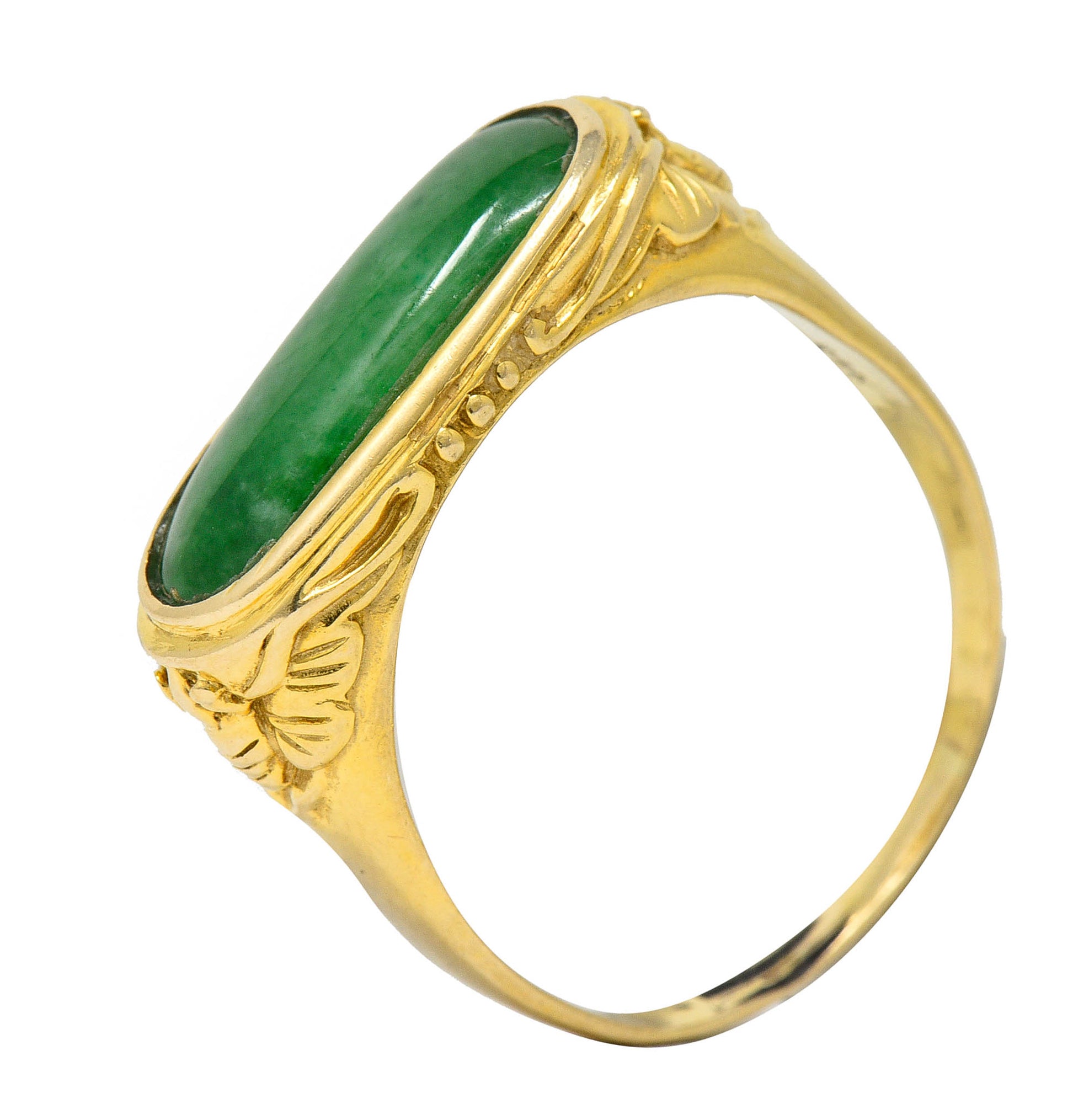 1920's Egyptian Revival Jade Cabochon 14 Karat Gold Scarab Band RingRing - Wilson's Estate Jewelry