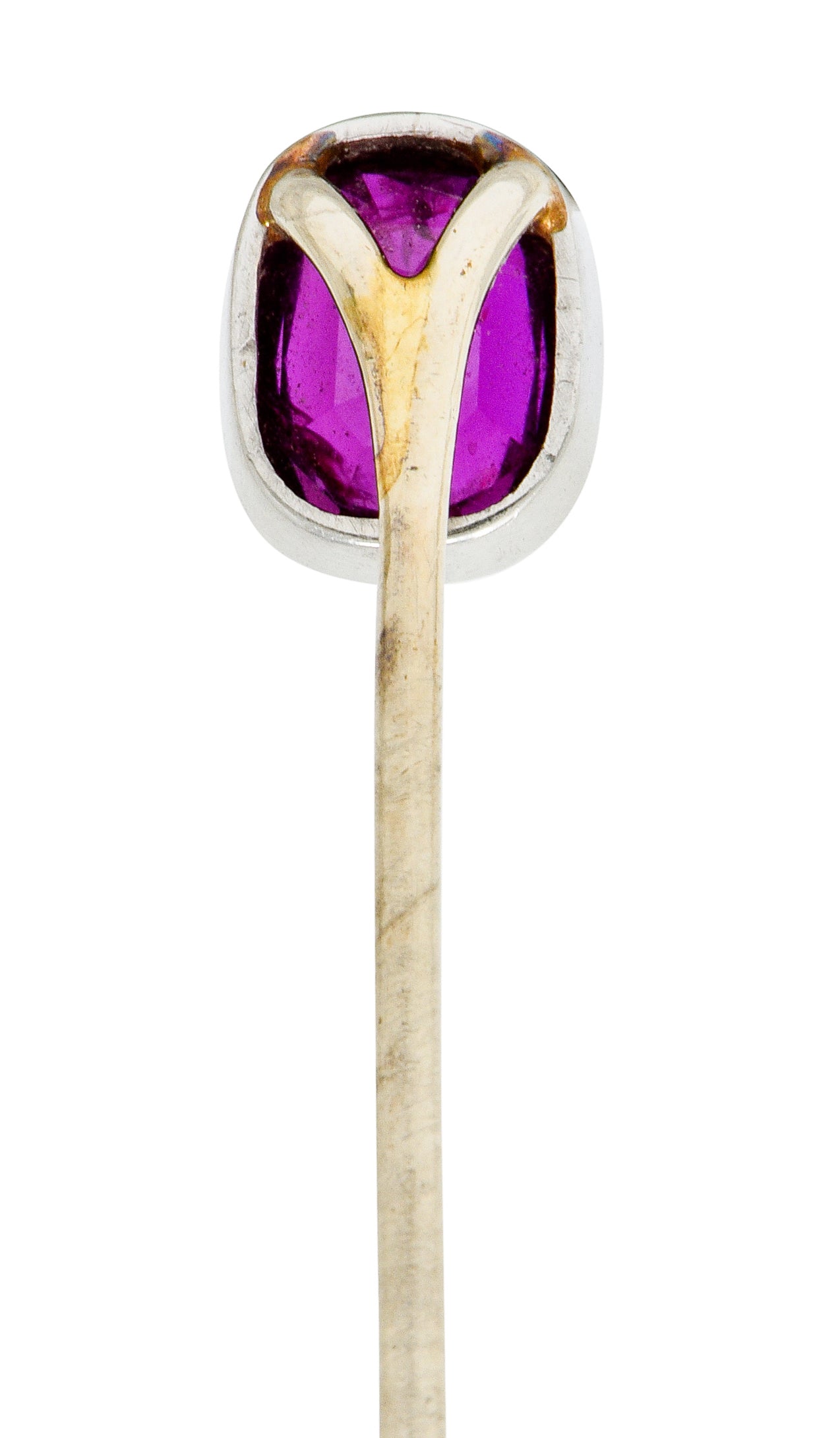 Cushion Cut Ruby Platinum 14 Karat White Gold Stickpin GIA - Wilson's Estate Jewelry