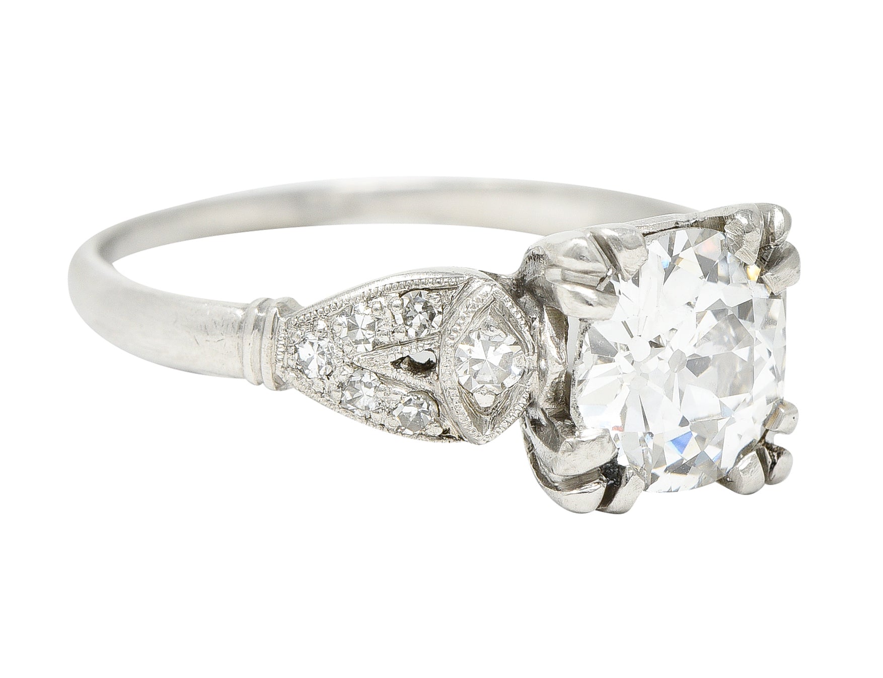 Art Deco 1.33 CTW Old European Diamond Platinum Engagement Ring Wilson's Estate Jewelry