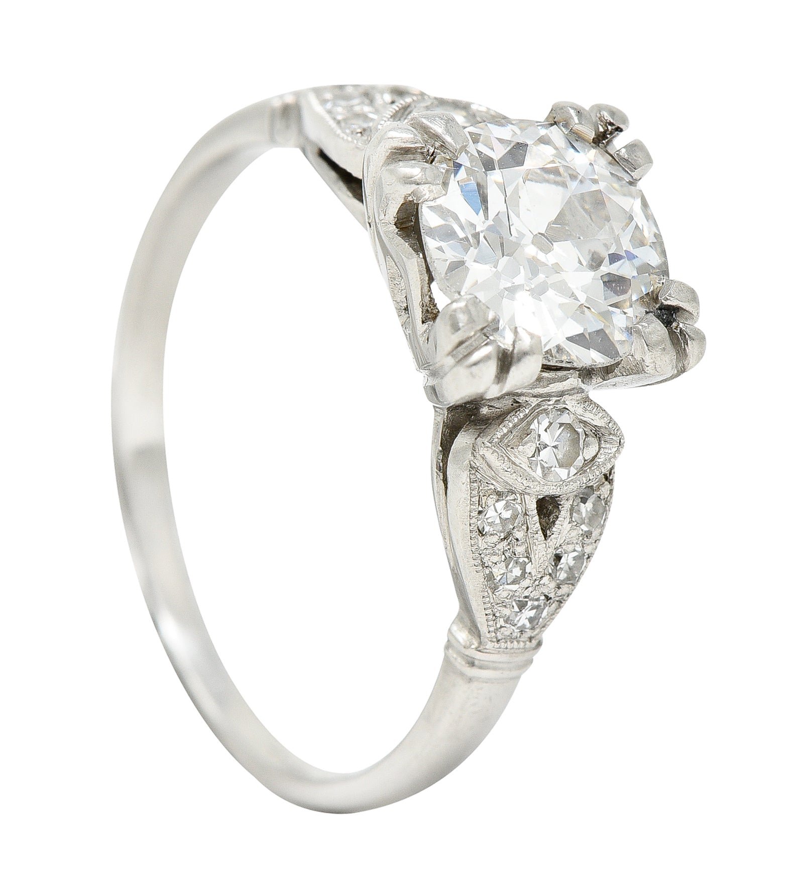 Art Deco 1.33 CTW Old European Diamond Platinum Engagement Ring Wilson's Estate Jewelry