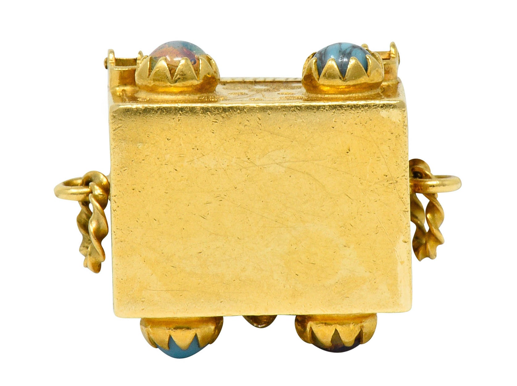 Vintage Glass 18 Karat Two-Tone Gold Treasure Chest Charmcharm - Wilson's Estate Jewelry