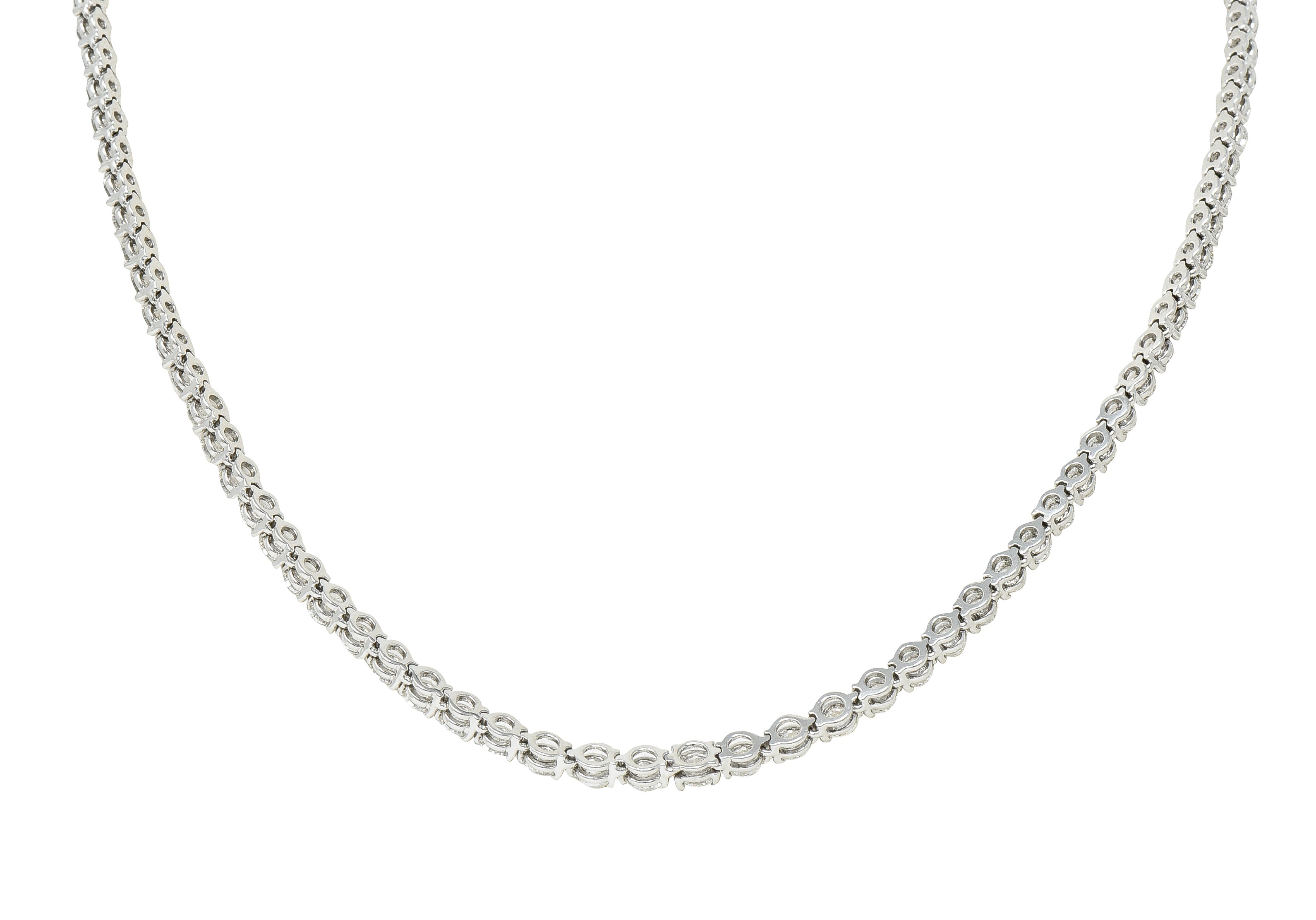 Tiffany & Co. Diamond Platinum Floral Victoria Graduated Line Riviera Necklace Wilson's Estate Jewelry