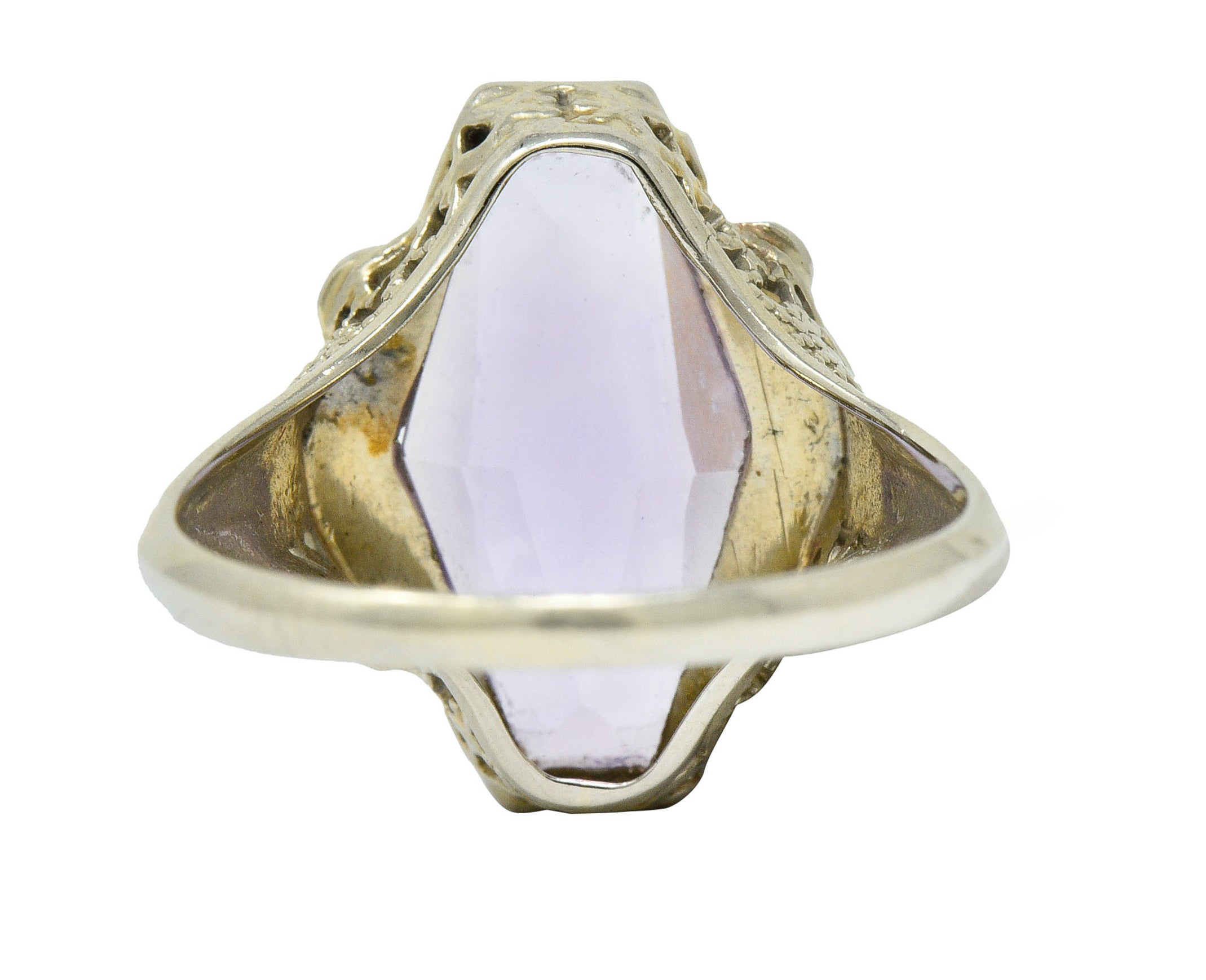 1920's Art Deco Amethyst 14 Karat White Gold Hexagonal RingRing - Wilson's Estate Jewelry