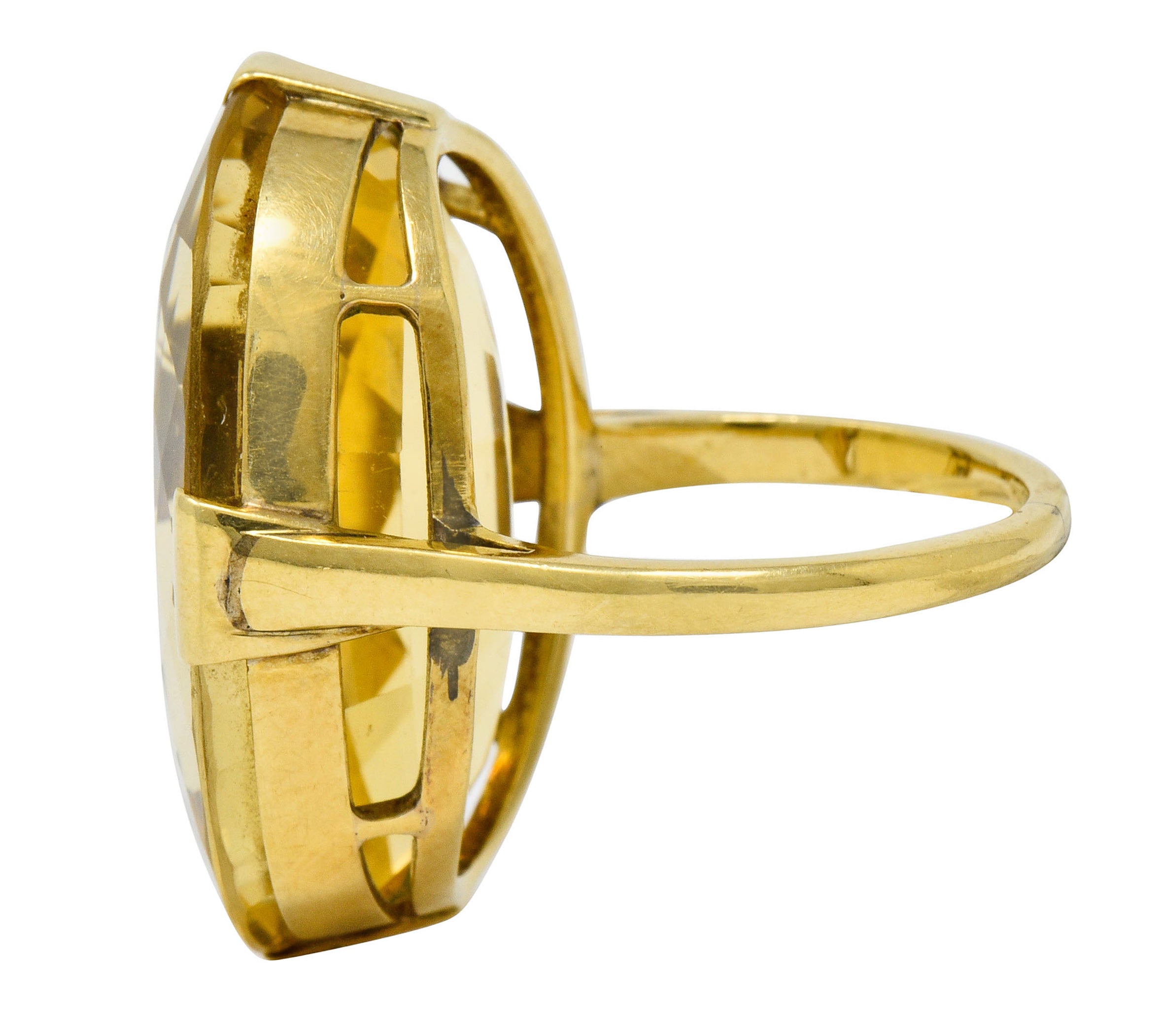 1940's Retro Citrine 14 Karat Gold Gemstone Statement Ring - Wilson's Estate Jewelry