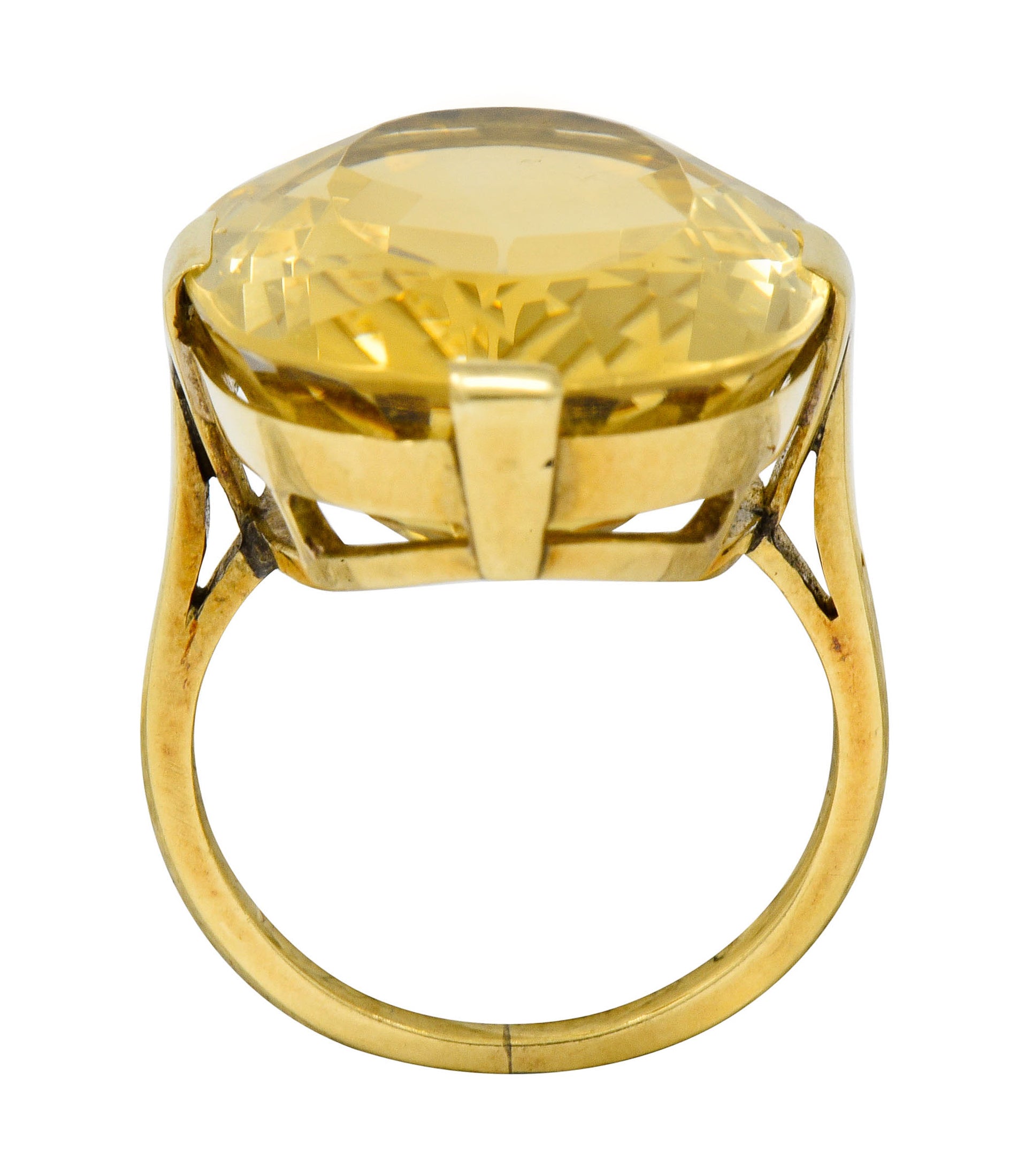 1940's Retro Citrine 14 Karat Gold Gemstone Statement Ring - Wilson's Estate Jewelry