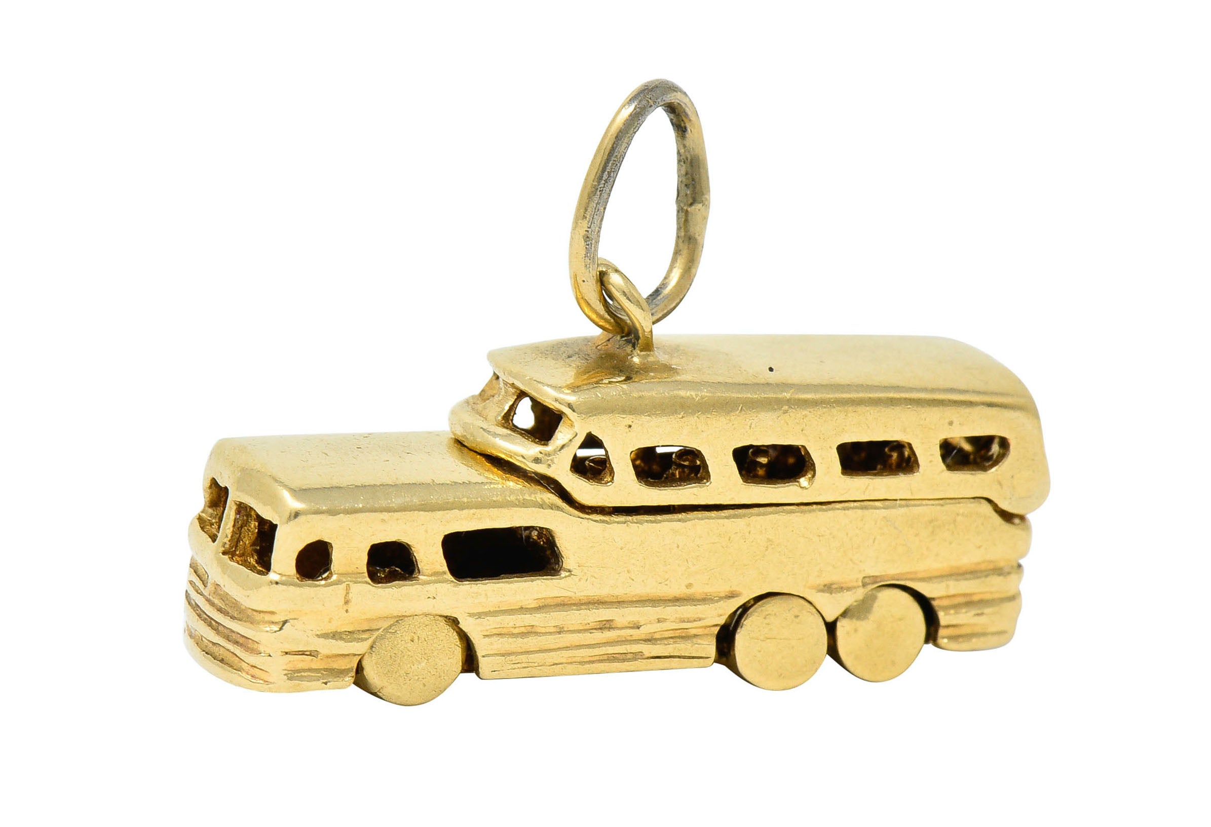 Retro 14 Karat Gold Articulated Scenicruiser Greyhound Bus Charmcharm - Wilson's Estate Jewelry