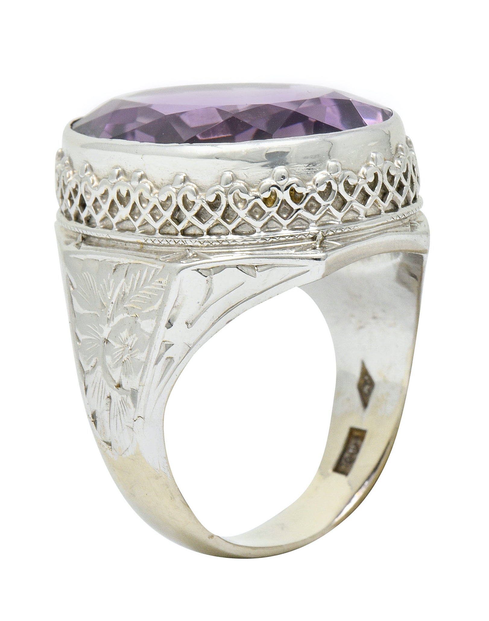 1930's Art Deco Amethyst 14 Karat White Gold Statement RingRing - Wilson's Estate Jewelry