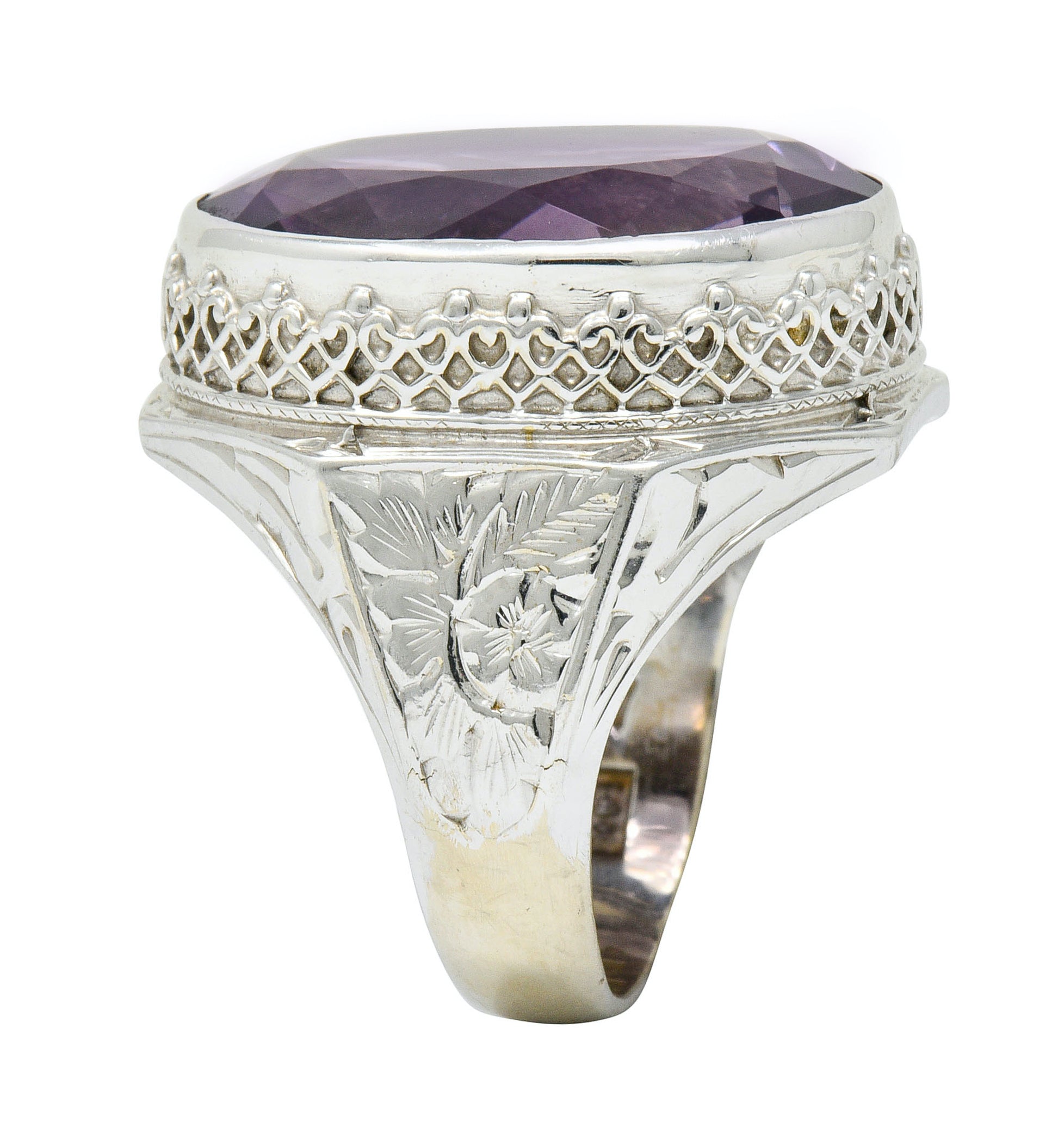 1930's Art Deco Amethyst 14 Karat White Gold Statement RingRing - Wilson's Estate Jewelry