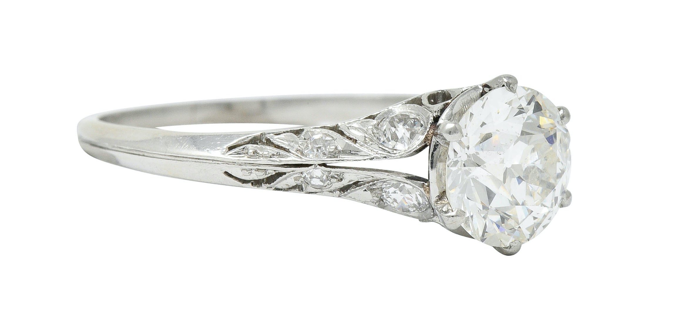 Early Art Deco 1.58 CTW Diamond Platinum Lotus Engagement RingRing - Wilson's Estate Jewelry