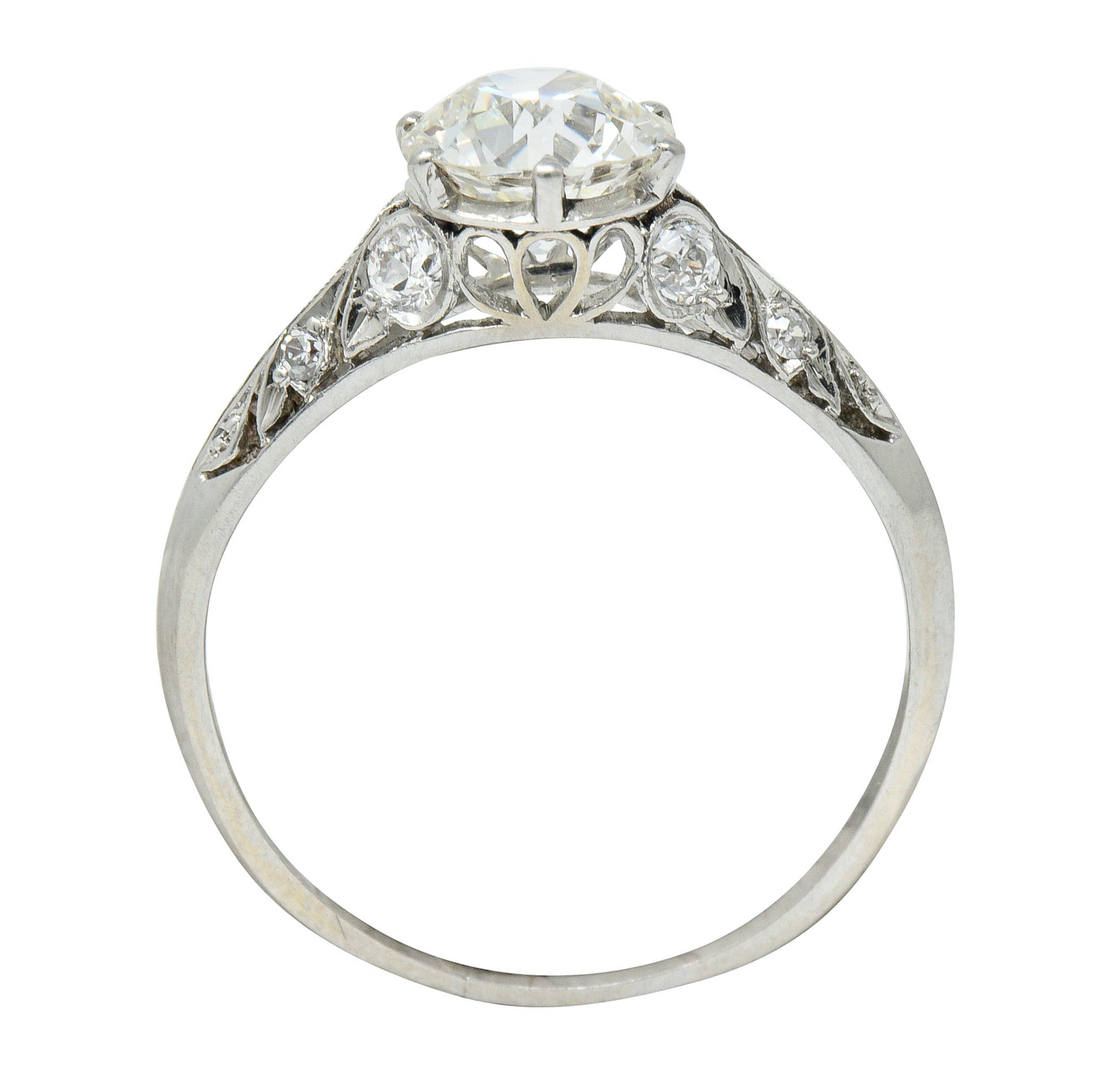 Early Art Deco 1.58 CTW Diamond Platinum Lotus Engagement RingRing - Wilson's Estate Jewelry