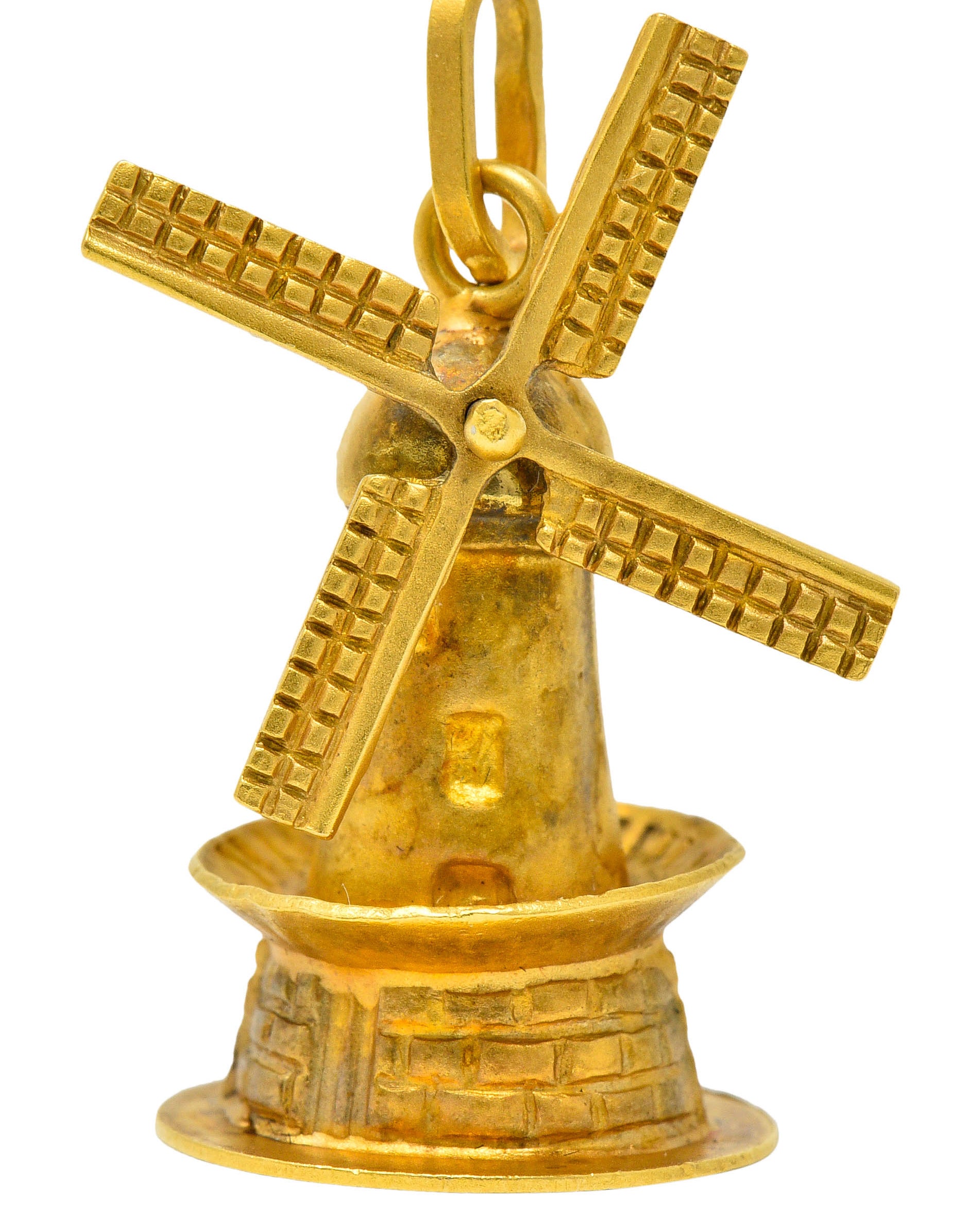 Retro 18 Karat Gold Articulated Dutch Windmill Charmcharm - Wilson's Estate Jewelry