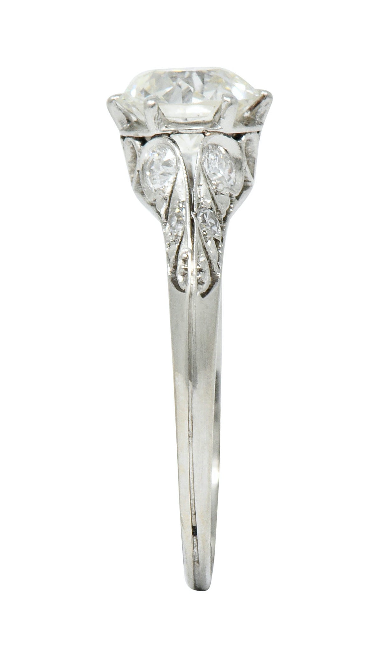 Early Art Deco 1.58 CTW Diamond Platinum Lotus Engagement RingRing - Wilson's Estate Jewelry