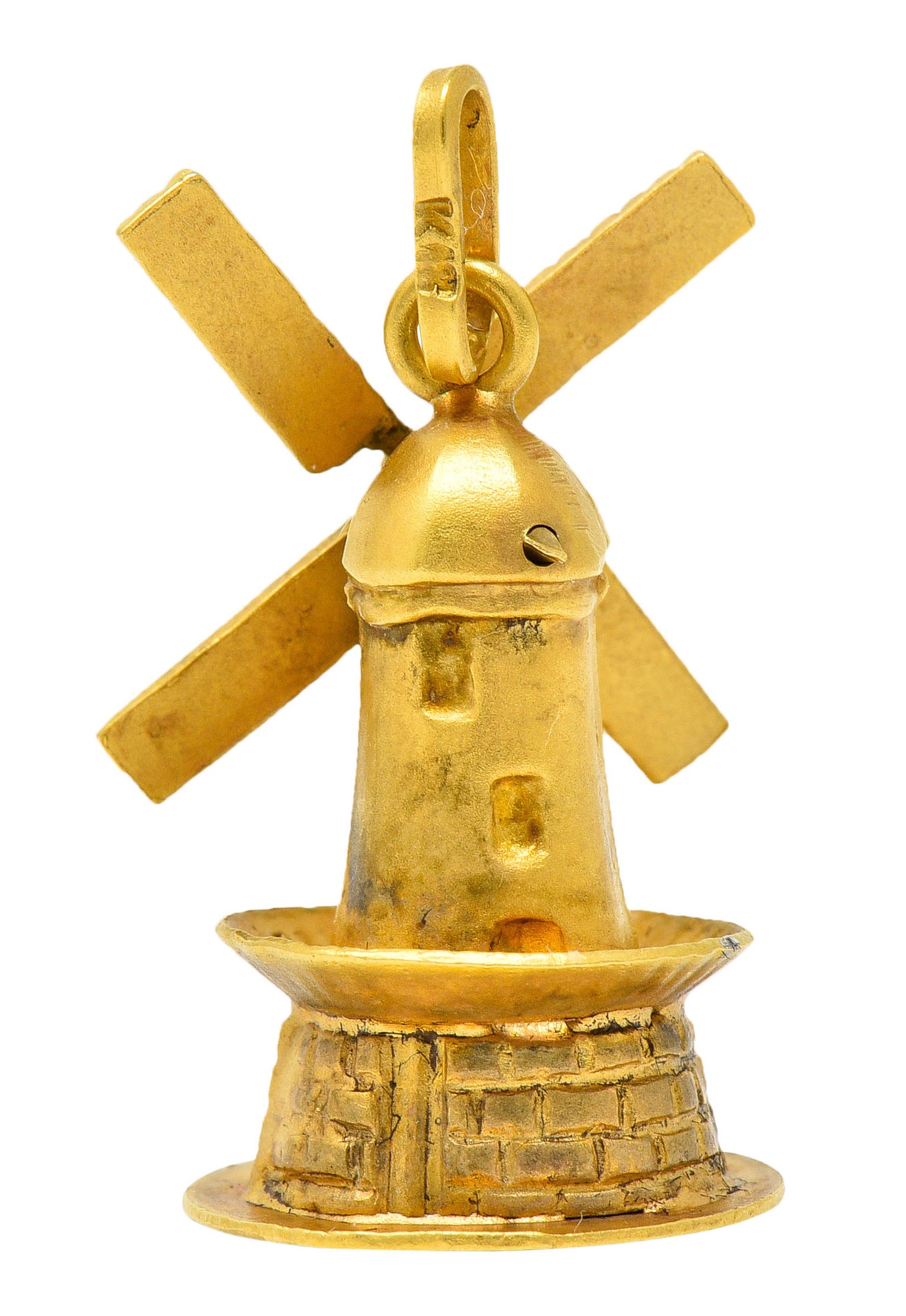 Retro 18 Karat Gold Articulated Dutch Windmill Charmcharm - Wilson's Estate Jewelry