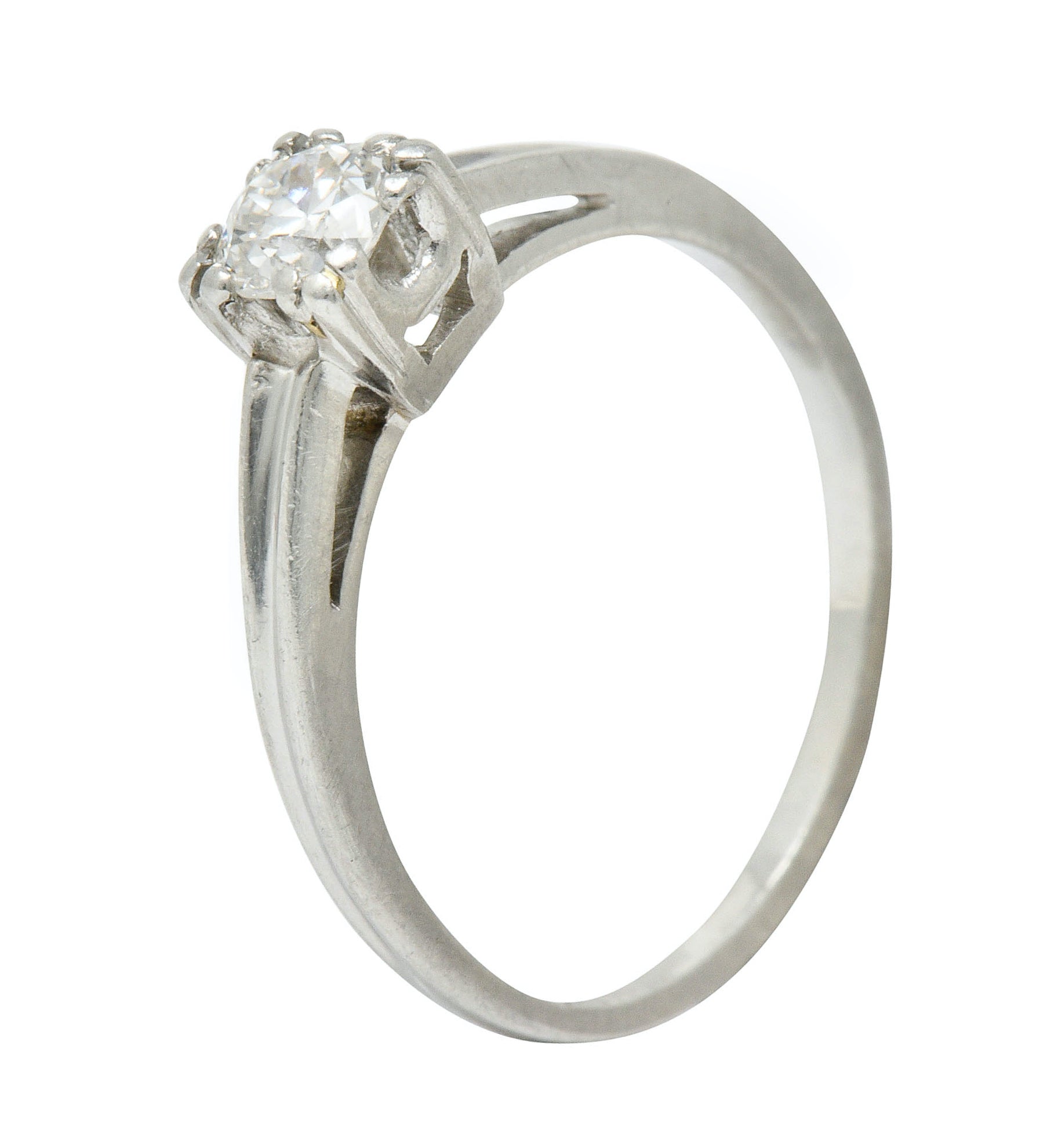 Retro 0.33 CTW Diamond Platinum Cathedral Basket Engagement RingRing - Wilson's Estate Jewelry