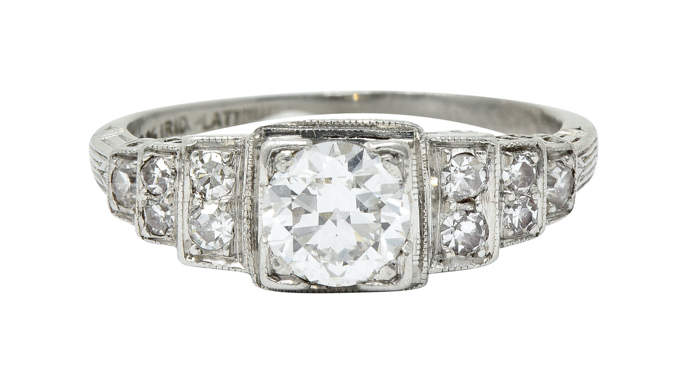 Art Deco 0.60 CTW Diamond Platinum Heart Engagement Ring Circa 1930Ring - Wilson's Estate Jewelry