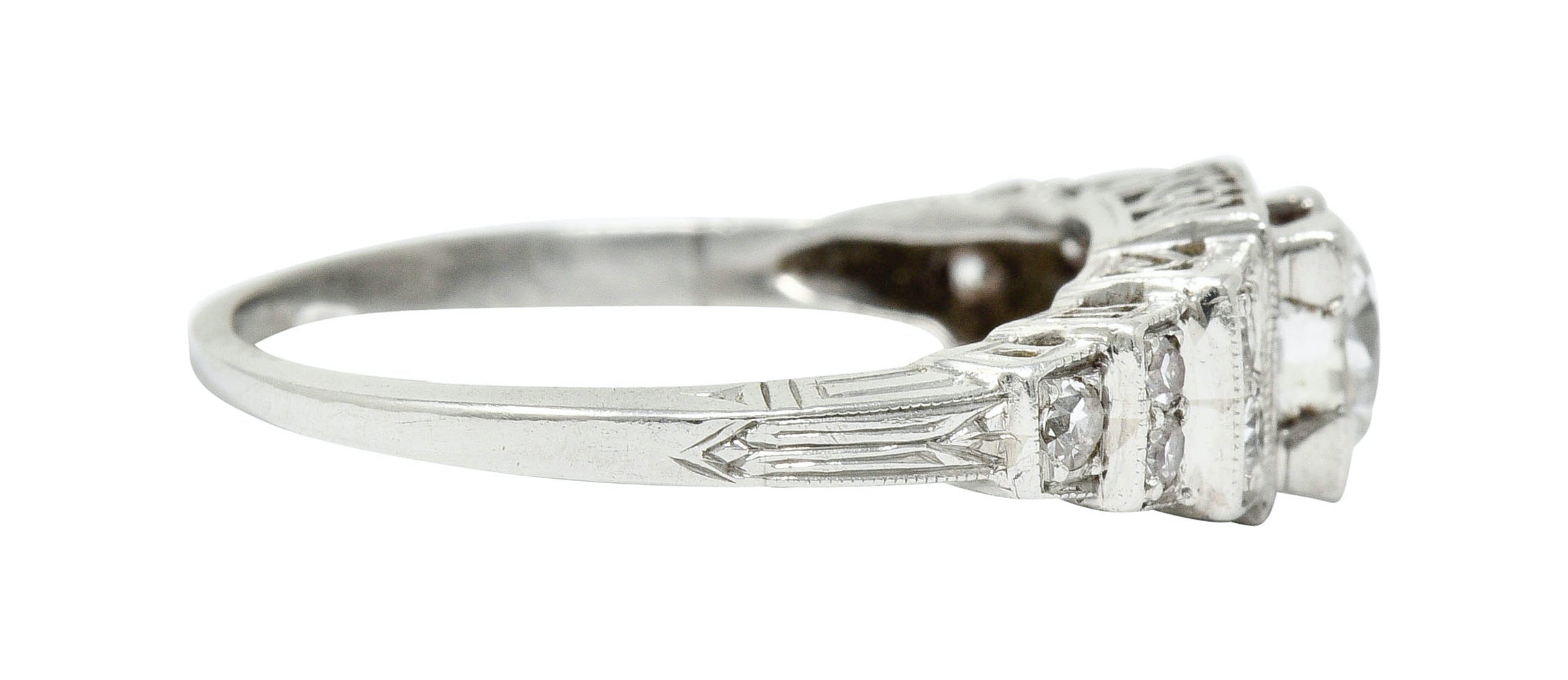 Art Deco 0.60 CTW Diamond Platinum Heart Engagement Ring Circa 1930Ring - Wilson's Estate Jewelry