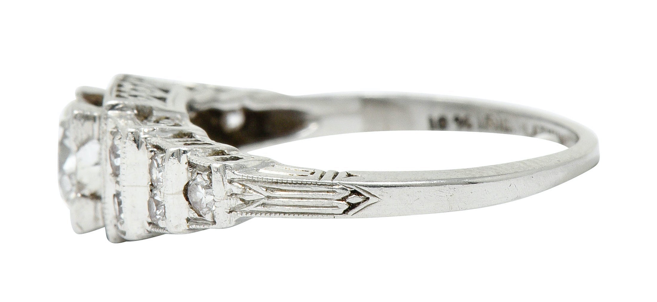 Art Deco 0.60 CTW Diamond Platinum Heart Engagement Ring Circa 1930Ring - Wilson's Estate Jewelry