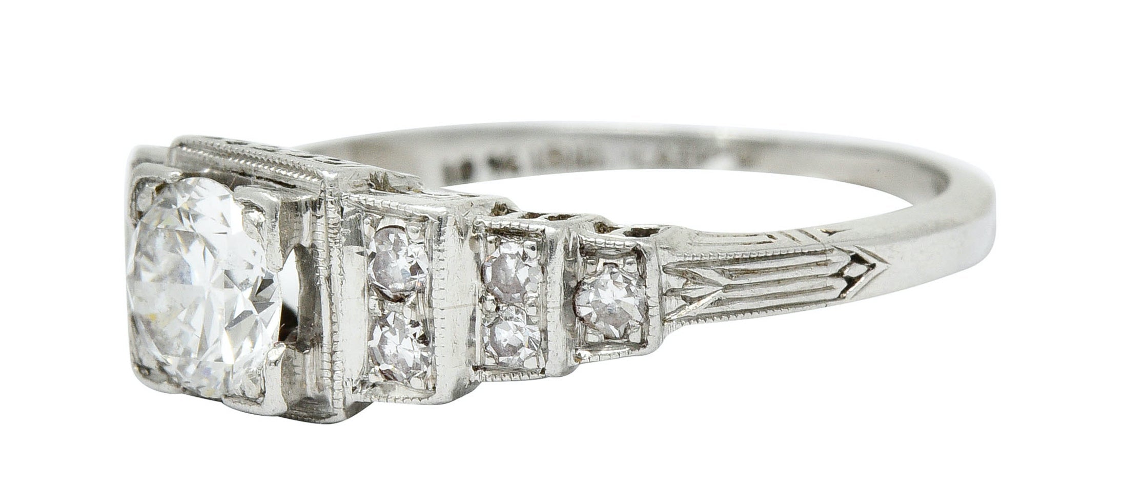 Art Deco 0.60 CTW Diamond Platinum Heart Engagement Ring Circa 1930Ring - Wilson's Estate Jewelry