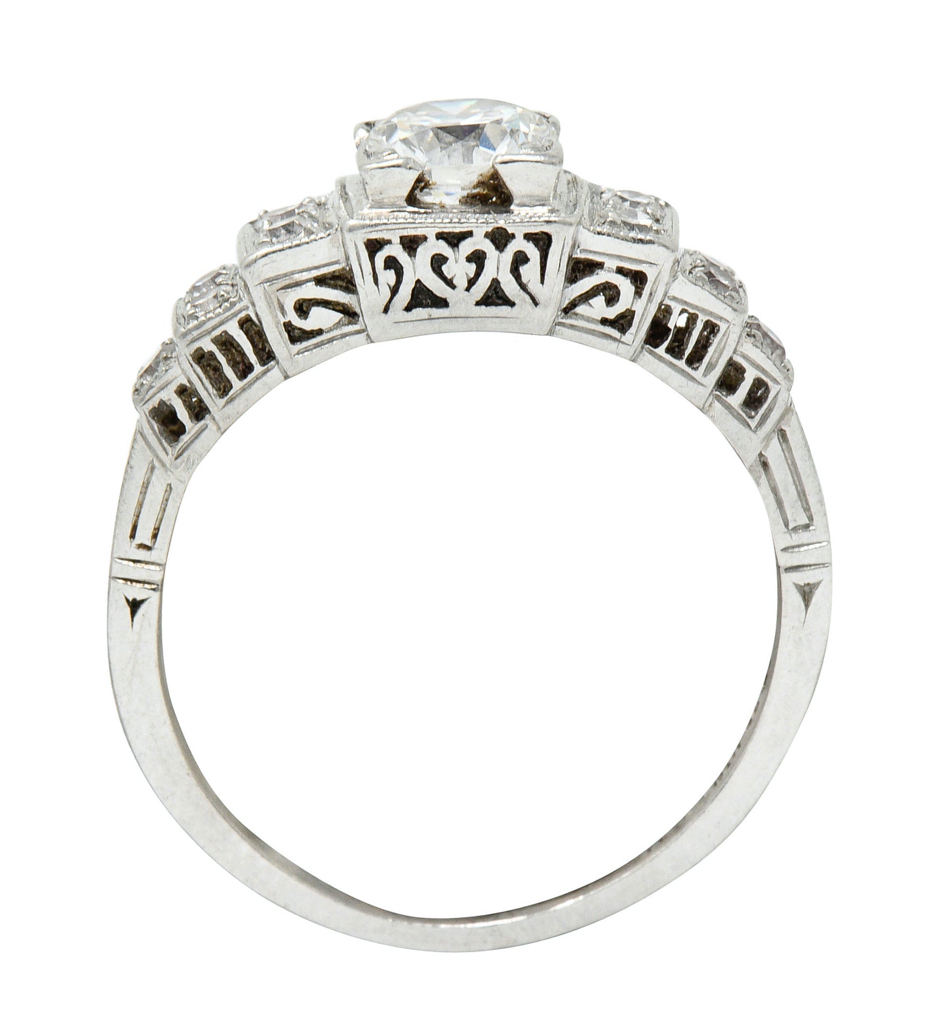 Art Deco 0.60 CTW Diamond Platinum Heart Engagement Ring Circa 1930Ring - Wilson's Estate Jewelry