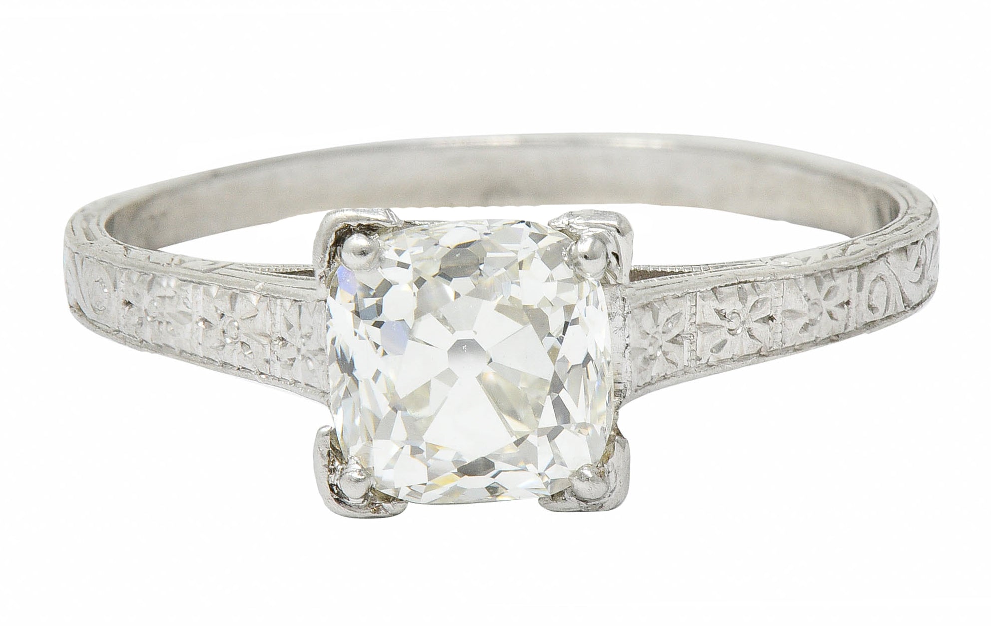 Art Deco 1.08 CTW Old Mine Diamond Platinum Engagement Ring GIARing - Wilson's Estate Jewelry