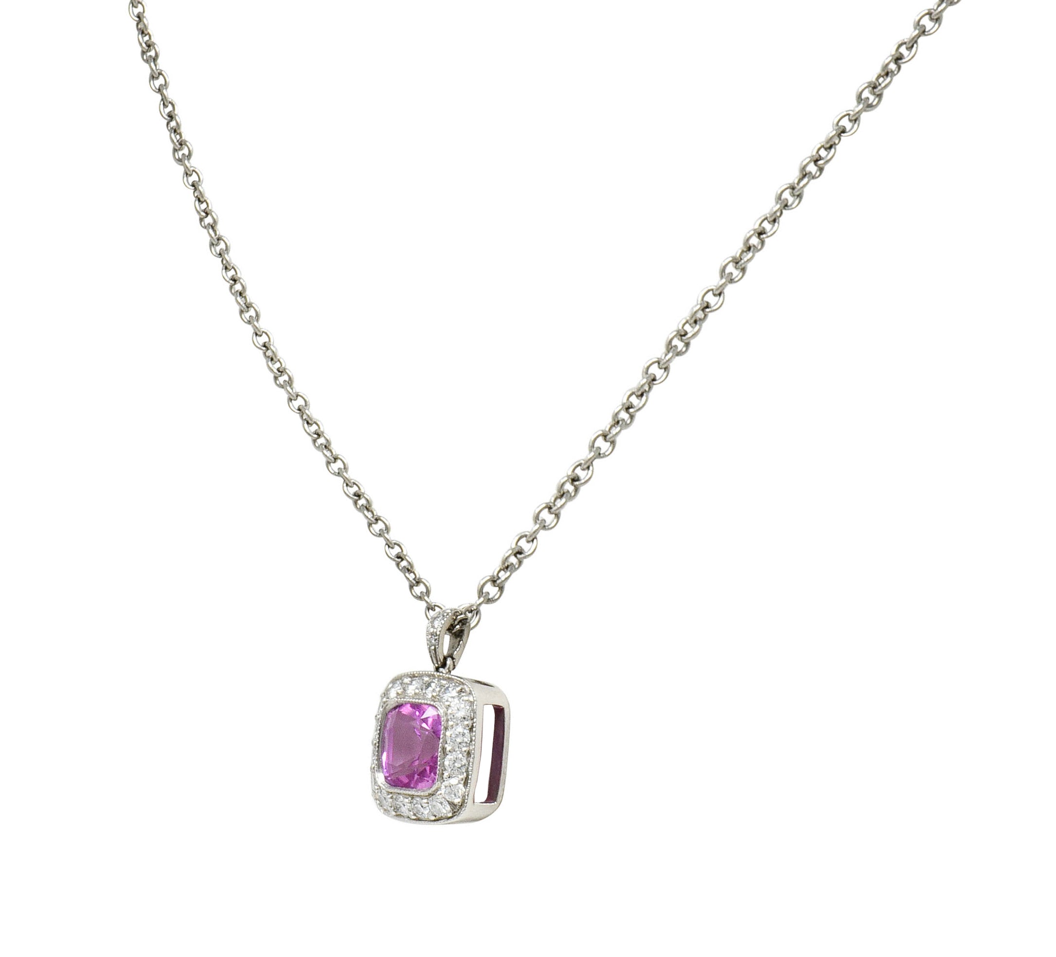 Tiffany & Co. Pink Sapphire Diamond Platinum Legacy Pendant Necklace ...