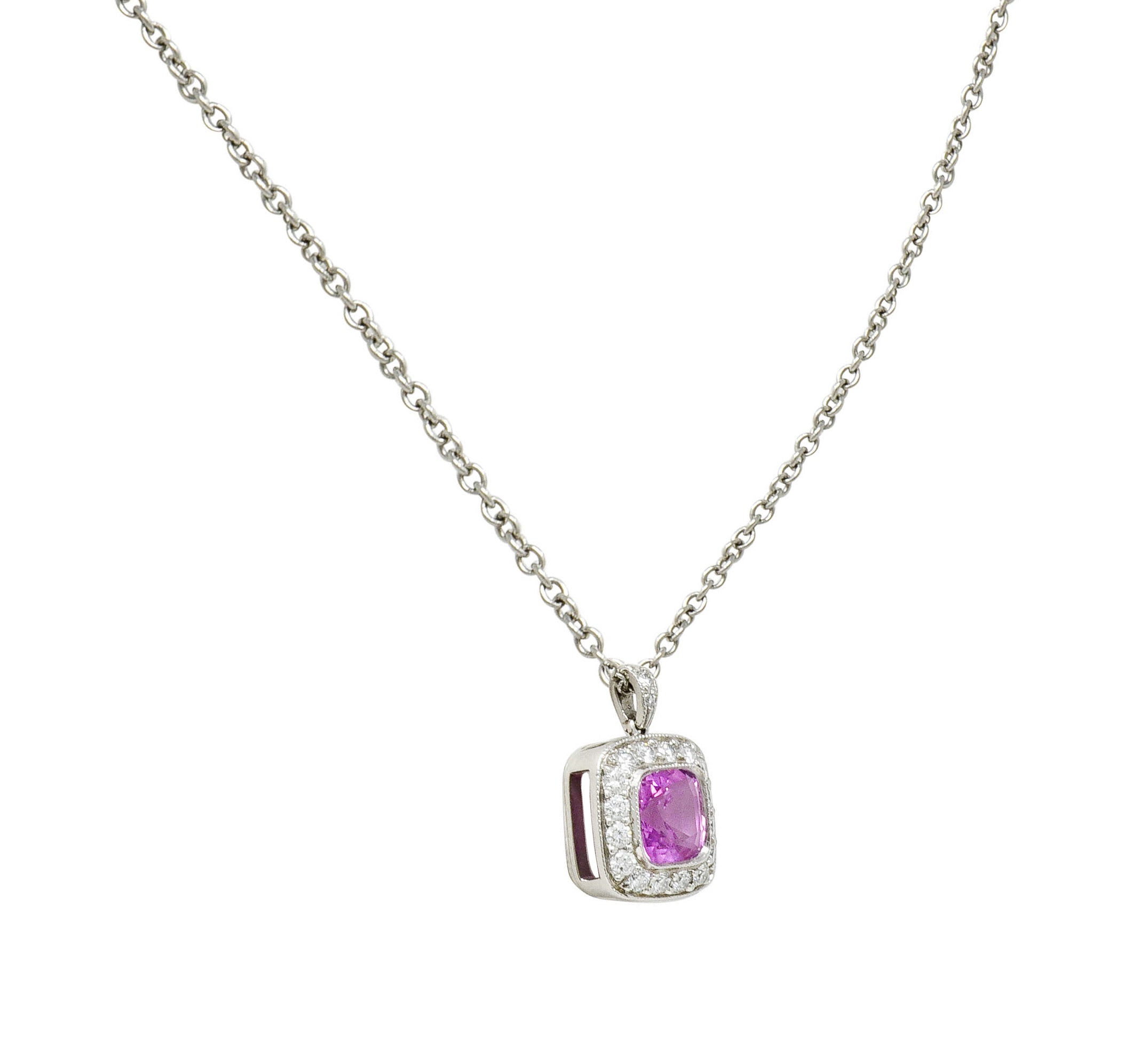 Tiffany & Co. Pink Sapphire Diamond Platinum Legacy Pendant Necklace - Wilson's Estate Jewelry