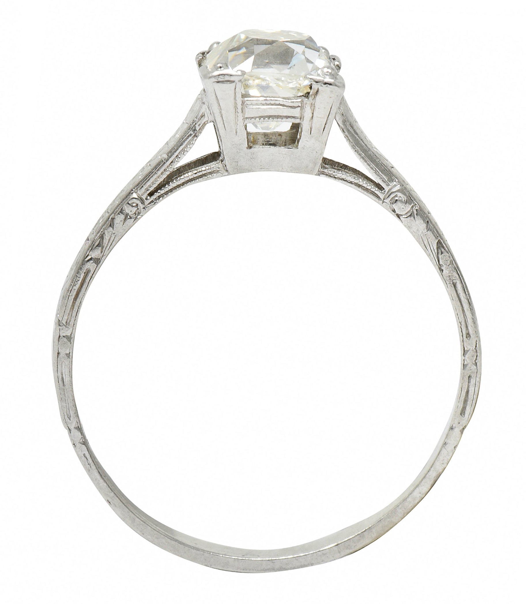 Art Deco 1.08 CTW Old Mine Diamond Platinum Engagement Ring GIARing - Wilson's Estate Jewelry