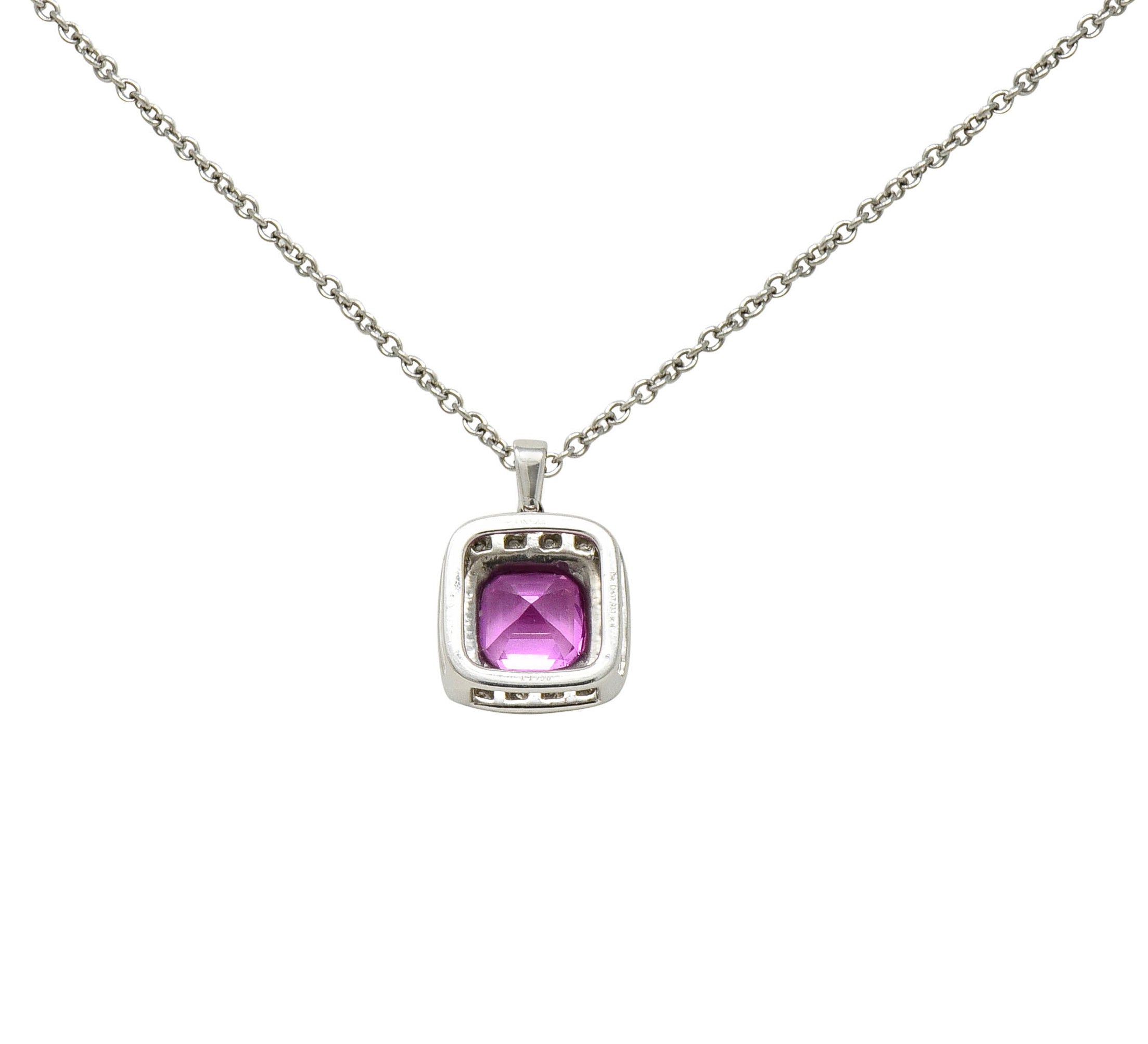 Tiffany & Co. Pink Sapphire Diamond Platinum Legacy Pendant Necklace - Wilson's Estate Jewelry