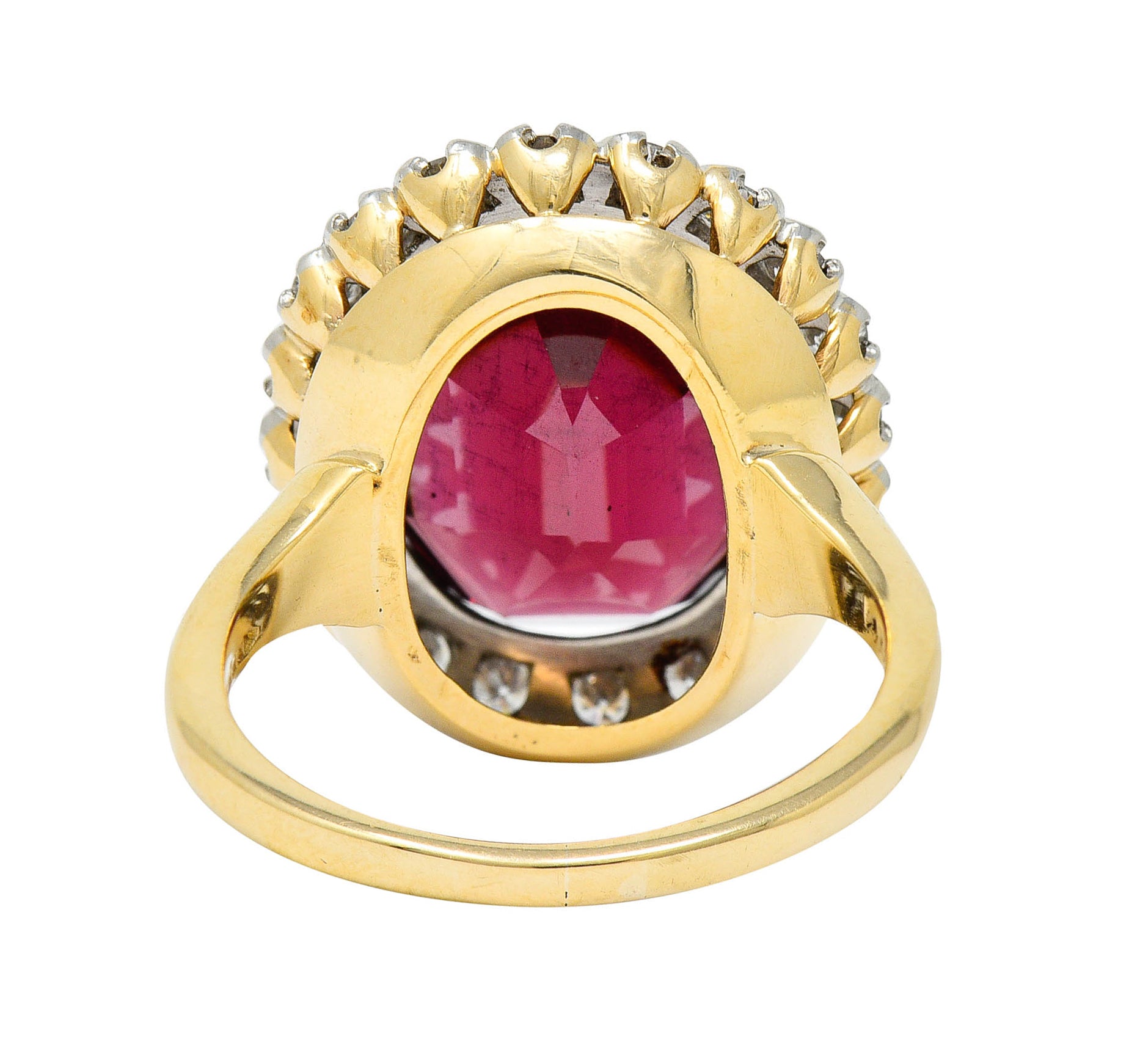 F&F Felger Garnet Cabochon Diamond Platinum-Topped 14 Karat Gold Cluster RingRing - Wilson's Estate Jewelry