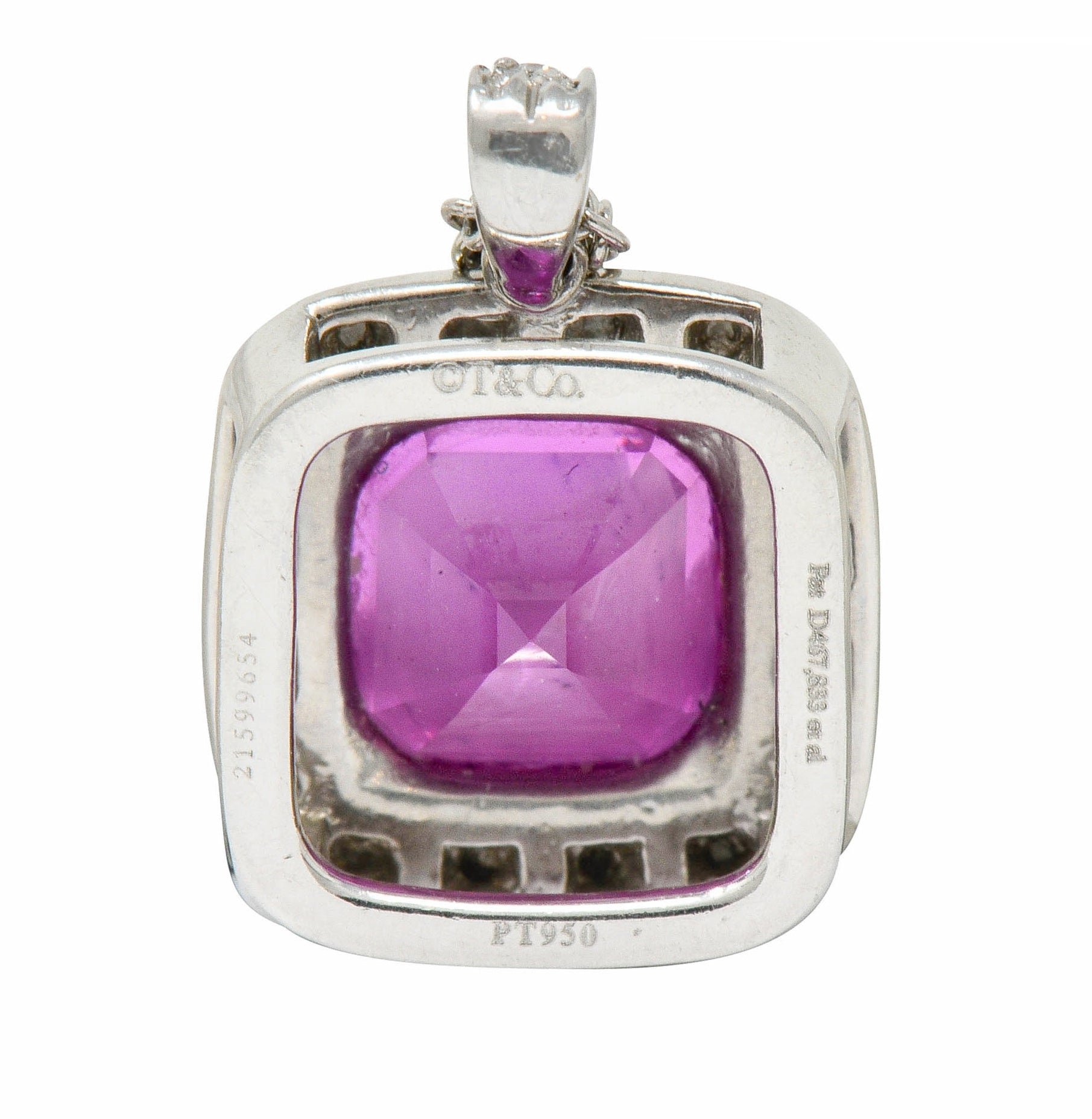 Tiffany & Co. Pink Sapphire Diamond Platinum Legacy Pendant Necklace - Wilson's Estate Jewelry