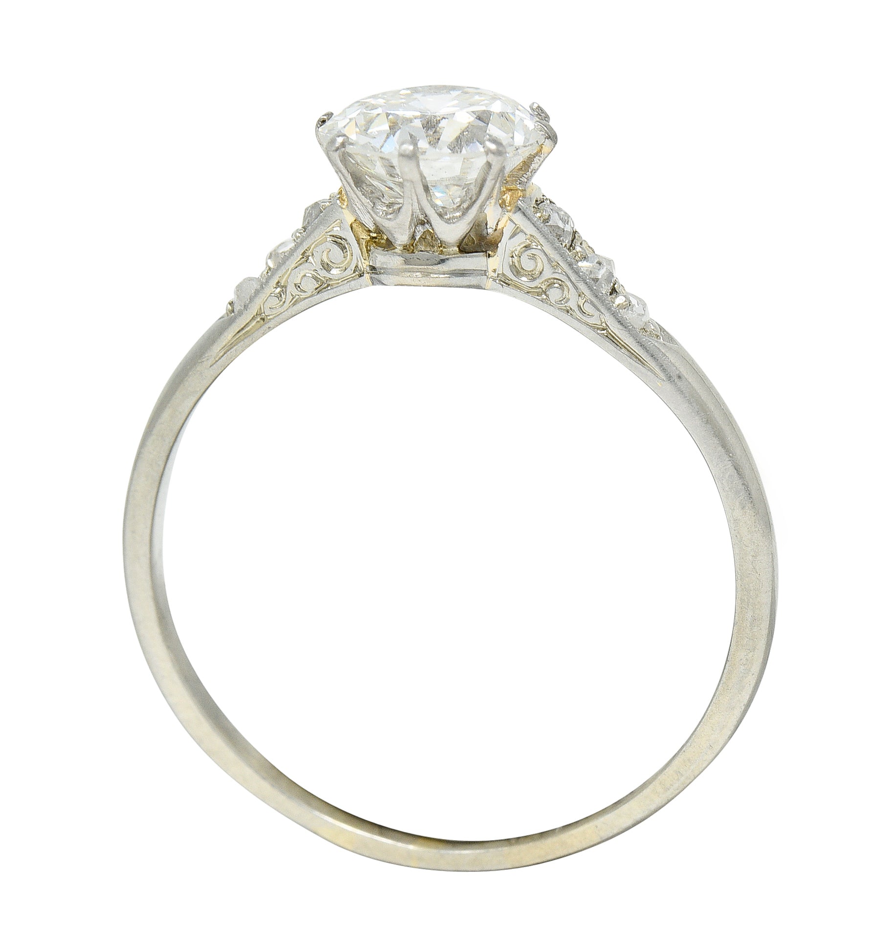 Edwardian 1.10 CTW Diamond Platinum Solitaire Engagement RingRing - Wilson's Estate Jewelry