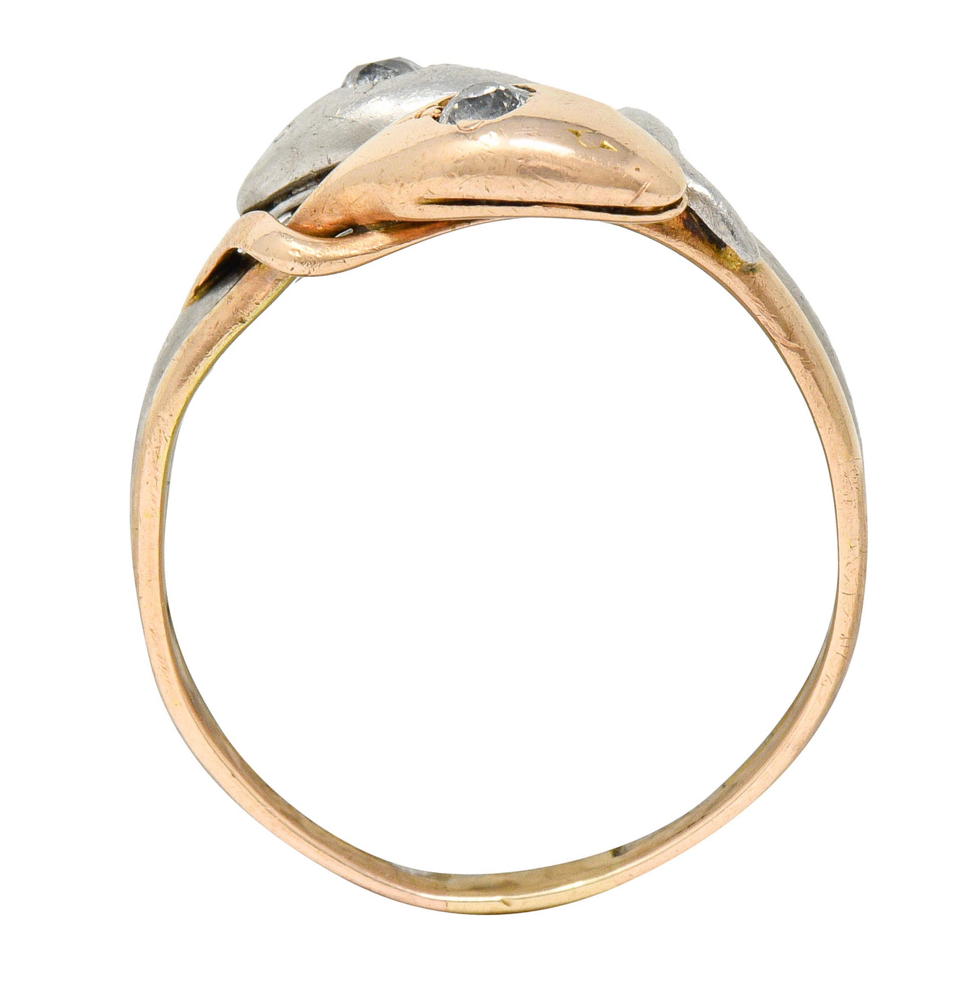 Victorian Diamond Platinum 14 Karat Rose Gold Snake Band RingRing - Wilson's Estate Jewelry