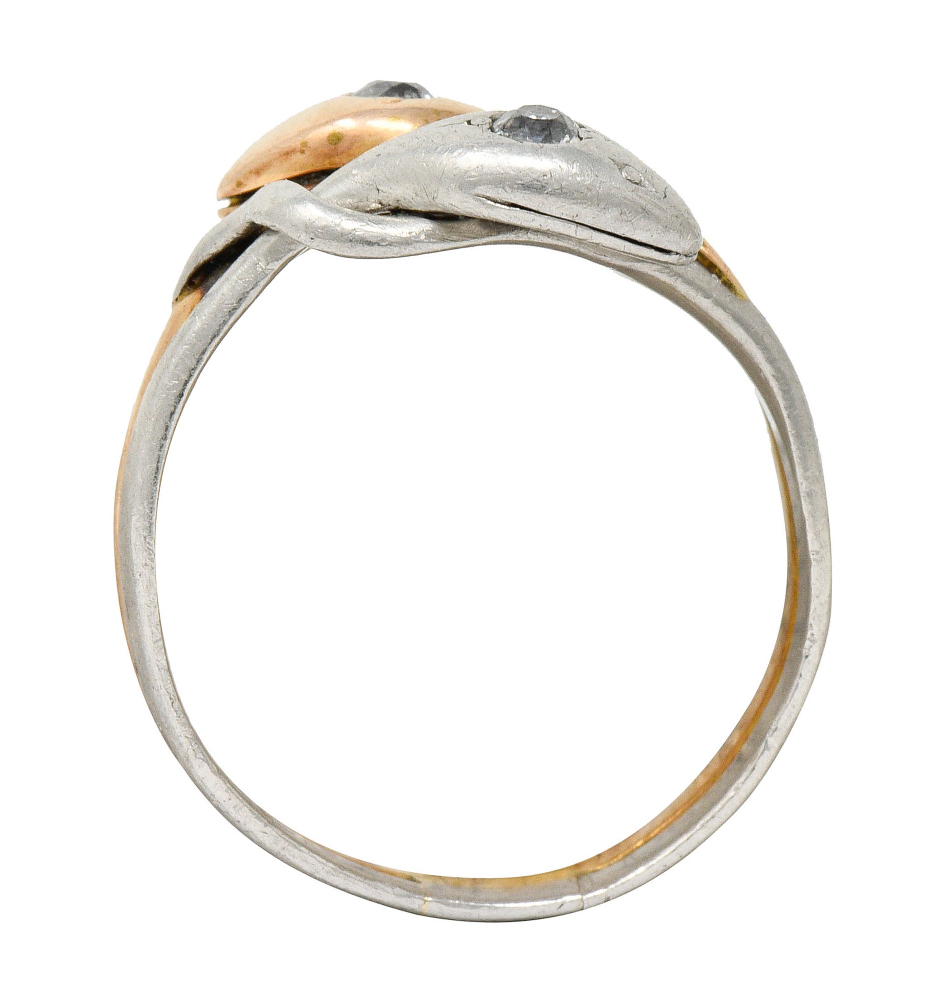 Victorian Diamond Platinum 14 Karat Rose Gold Snake Band RingRing - Wilson's Estate Jewelry