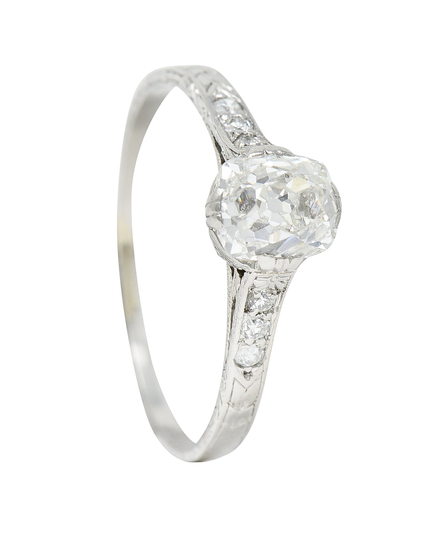 Late Edwardian 0.85 CTW Old Mine Diamond Platinum Engagement RingRing - Wilson's Estate Jewelry